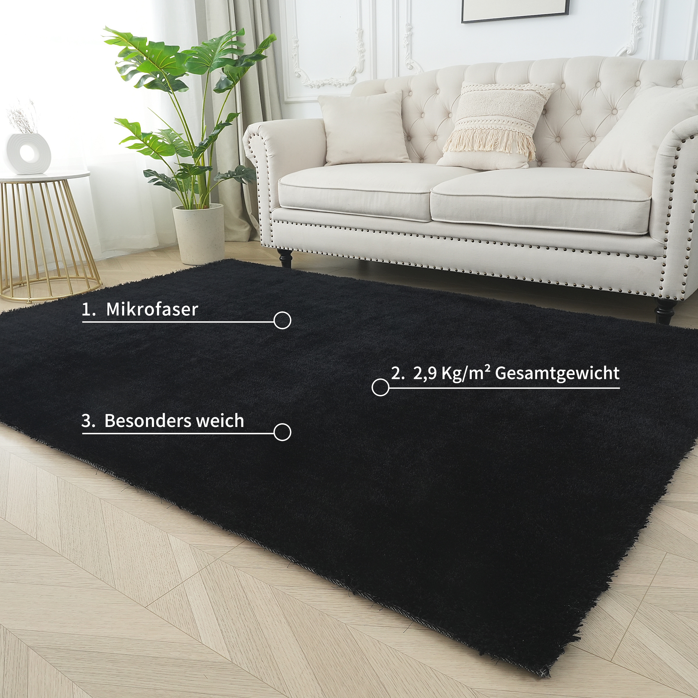 Bruno Banani Teppich »Dana Teppich, besonders weich und kuschelig, Kundenliebling«, rechteckig, 30 mm Höhe, uni, Mikrofaser Teppiche, Wohnzimmer, Schlafzimmer, Esszimmer