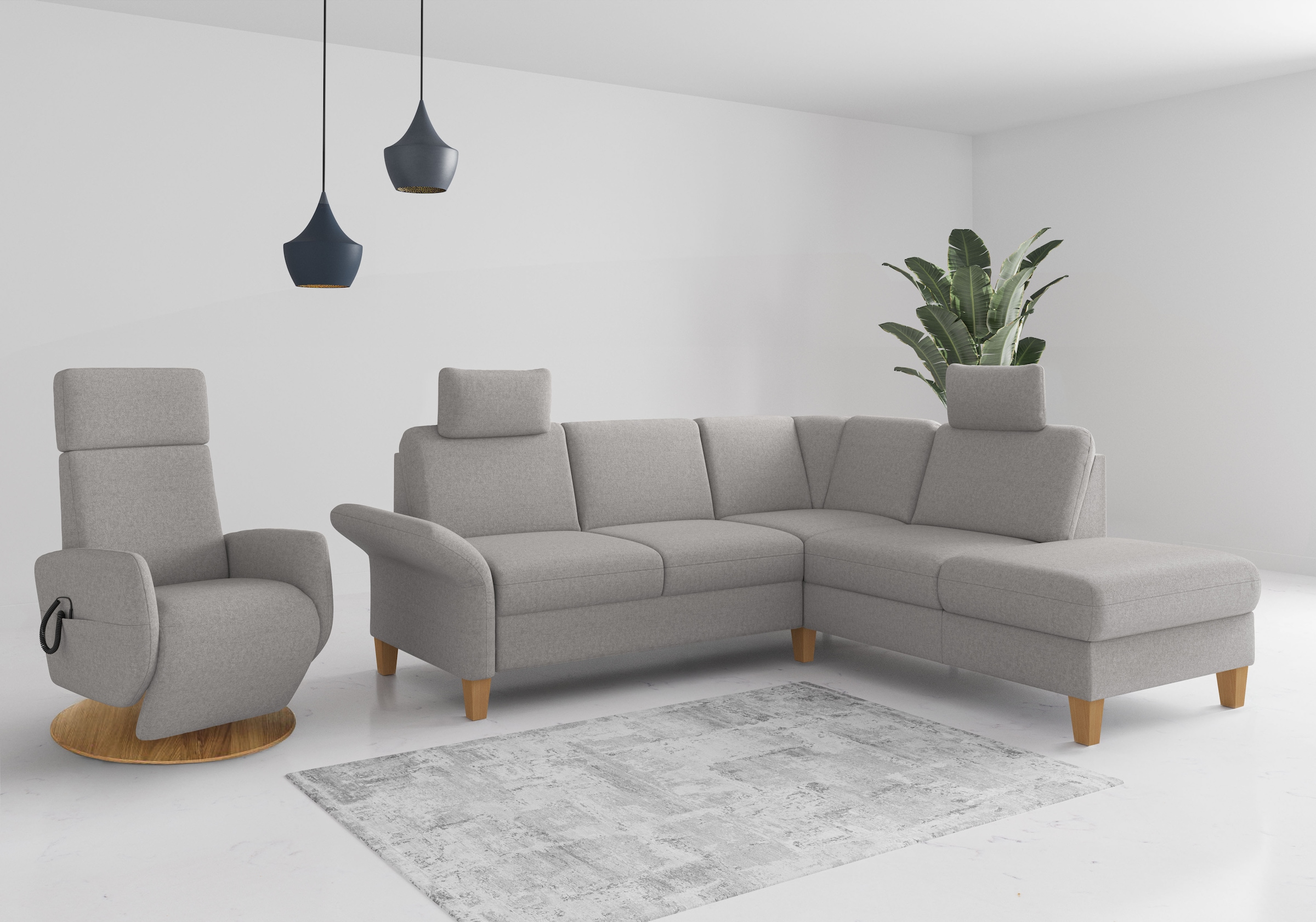 Home affaire Ecksofa »Rochelle«, wahlweise mit Armlverstellung, Klappbett mit Rollen & Bettkasten