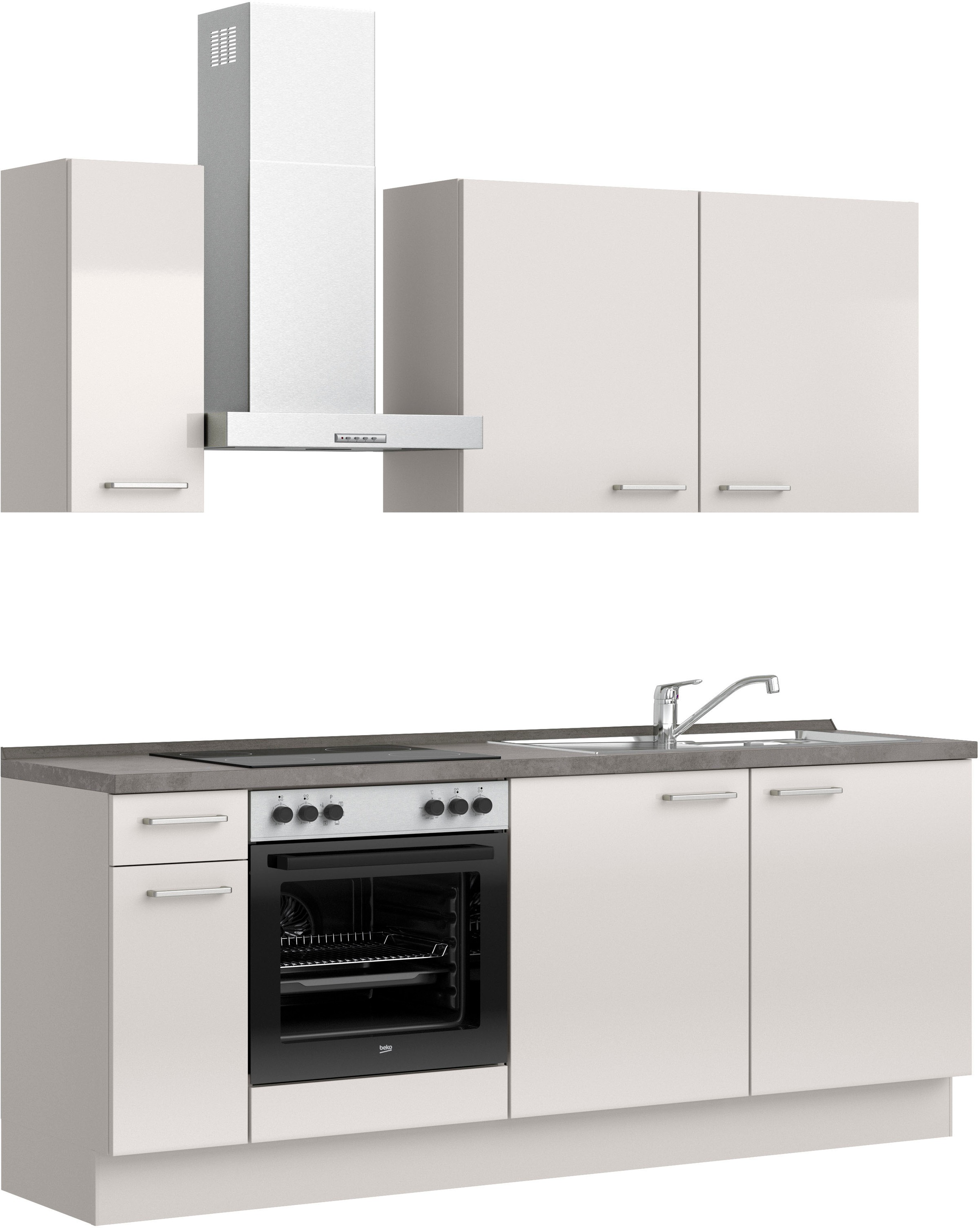 nobilia® Küchenzeile »"Flash I"« vormontiert, Ausrichtung wählbar, Breite 210 cm, wahlw. mit E-Geräten