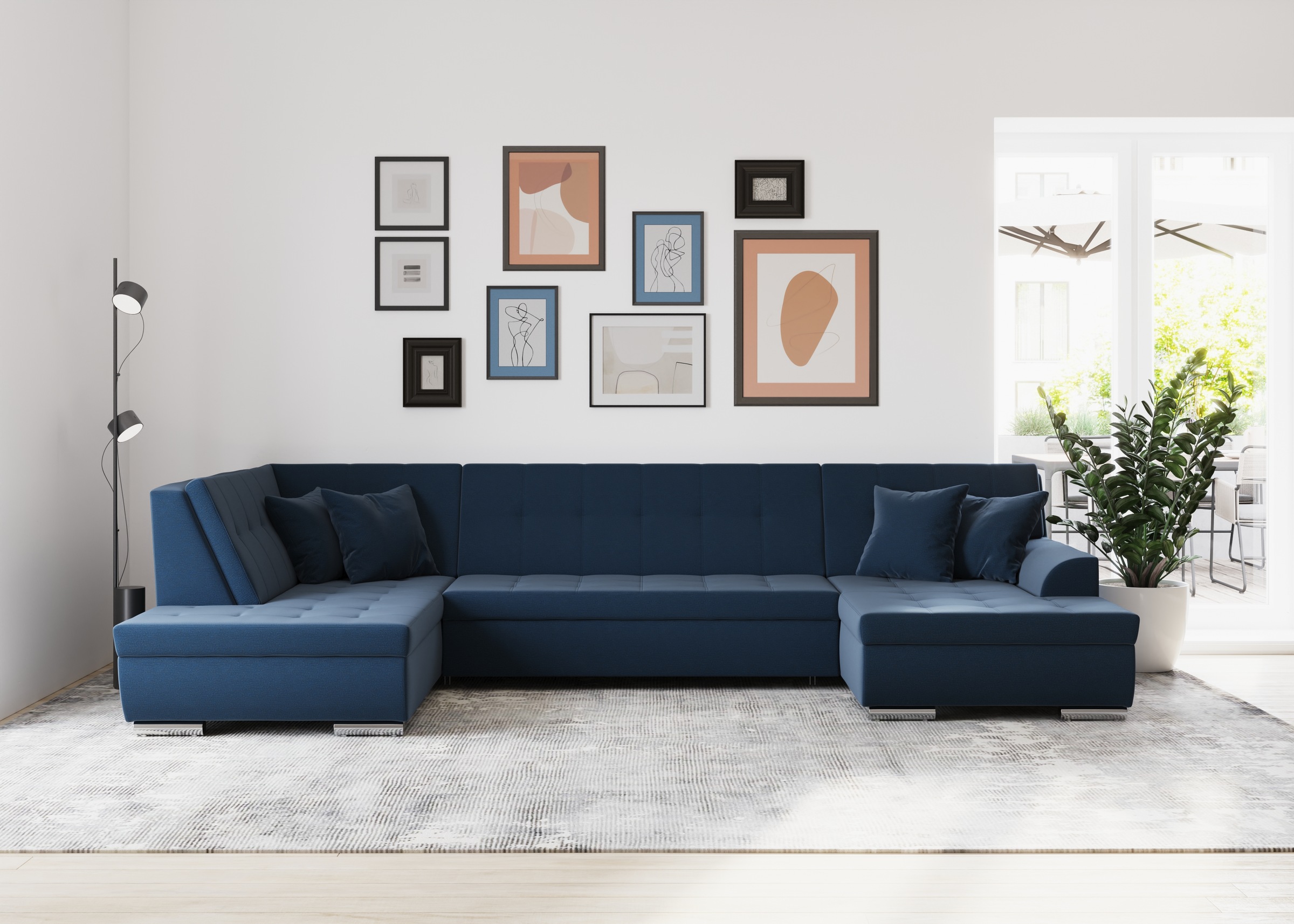 DOMO collection Wohnlandschaft »Treviso incl. Zierkissen, moderne Steppung, günstig online kaufen