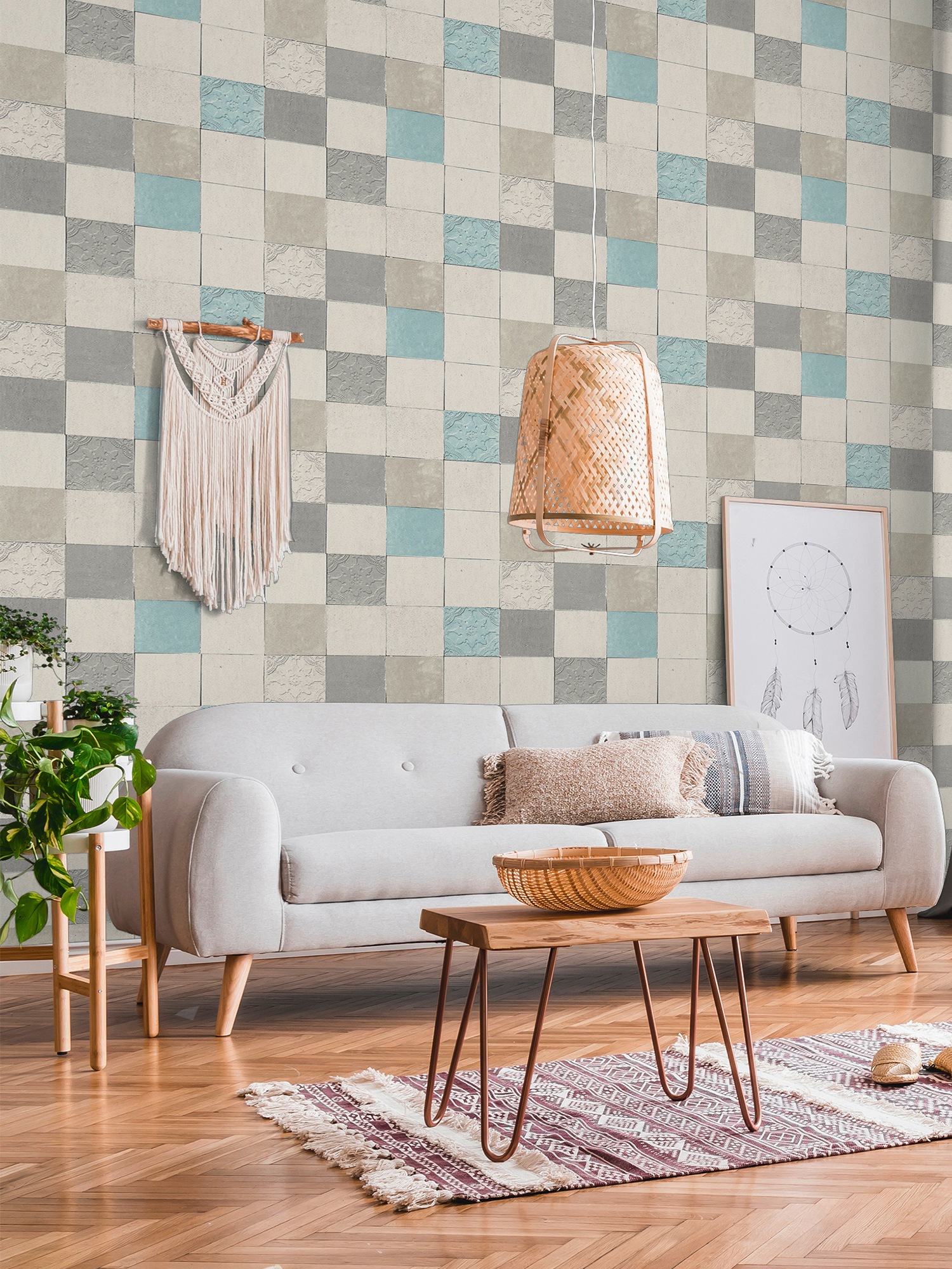 living walls Vliestapete »New Walls Finca Home in Fliesen Optik«, gemustert-Motiv-abstrakt, Tapete Fliesen Tapeten Wohnzimmer Schlafzimmer Küche modern Design