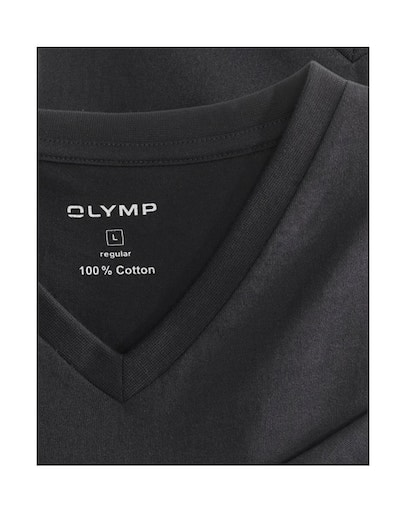 OLYMP T-Shirt »Casual« Packung, 2er, 2 Stk. mit Ton-in-Ton Logostickerei am Ärmel