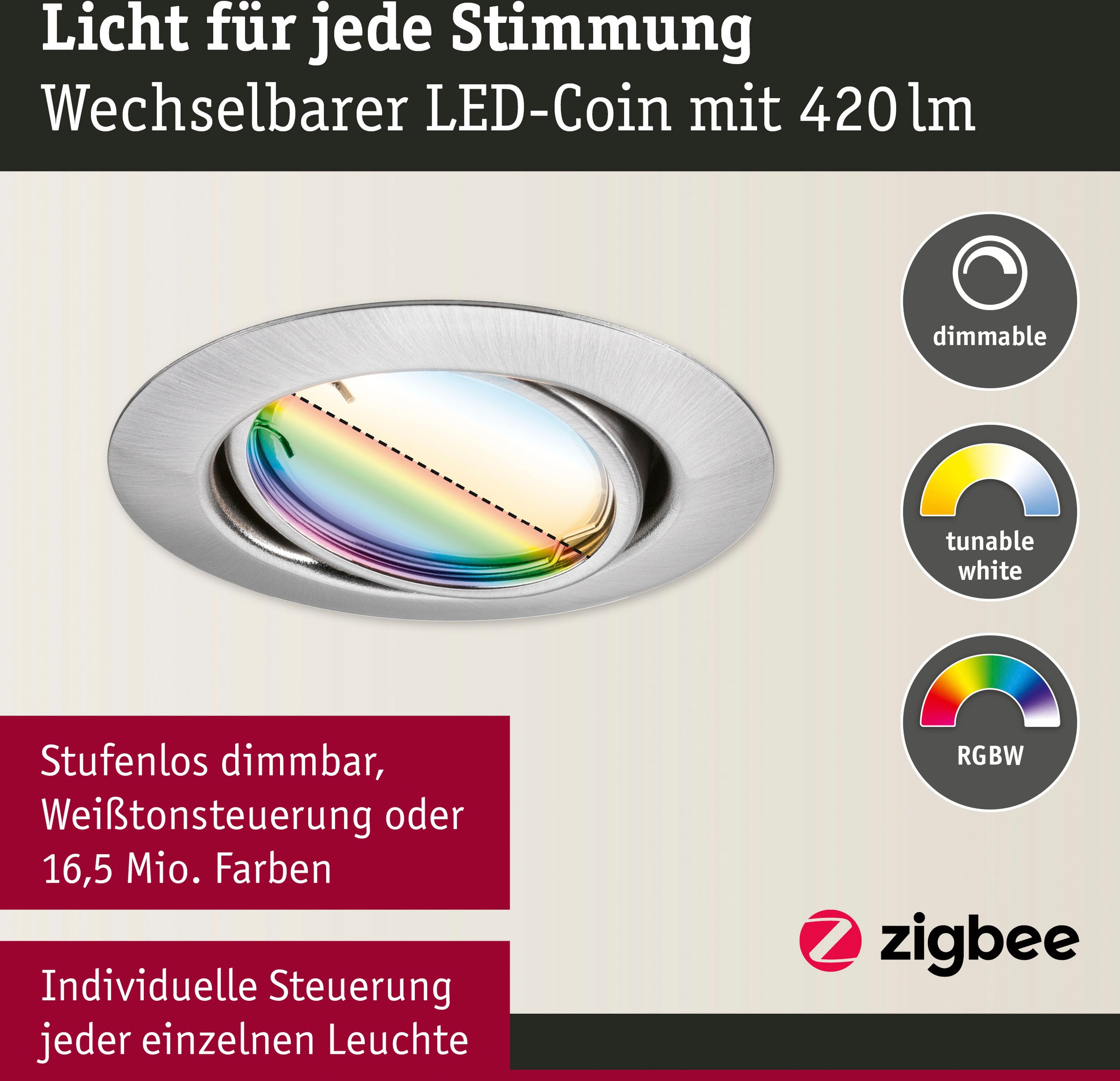 Paulmann LED Einbauleuchte »Base 3x420lm 230V«, 3 flammig, Zigbee Basisset