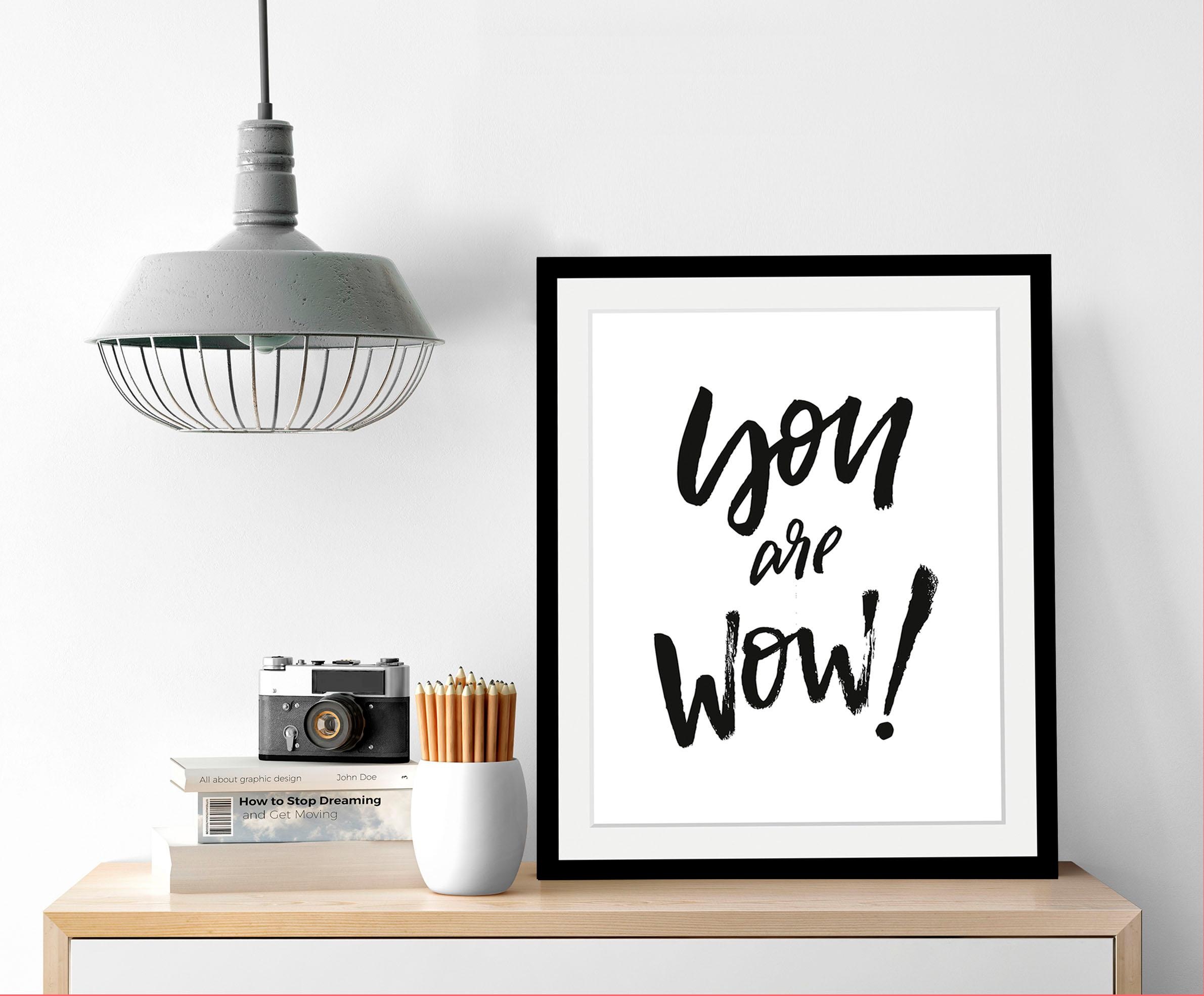 queence Bild »Spruch«, Schwarz-Weiß-Schriftzug-Motivationsbilder-Smileys, H günstig online kaufen