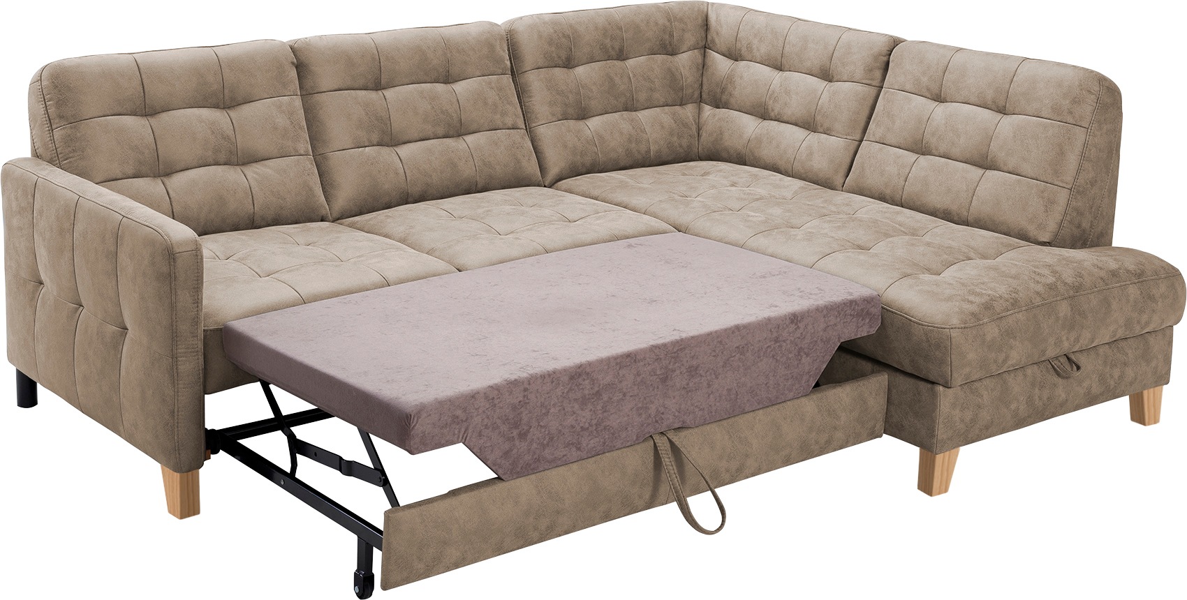 exxpo - sofa fashion Ecksofa »Elio, kompakt und komfortabel, bequem, zeitloses Design, L-Form«, wahlweise mit Bettfunktion und Bettkasten