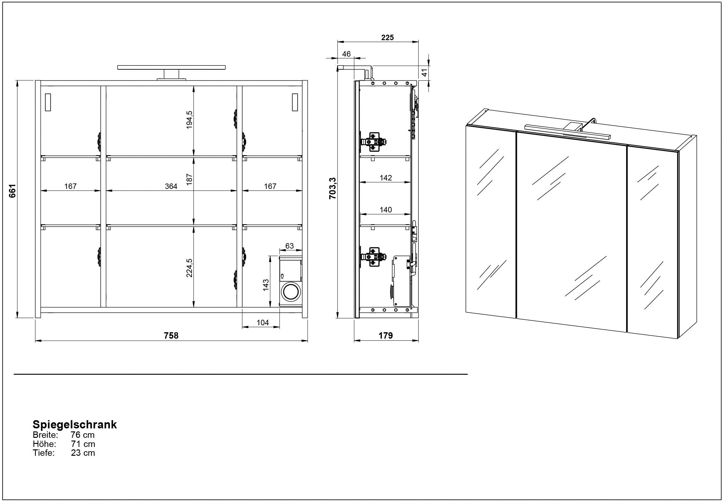 GERMANIA Badmöbel-Set »Oakland«, (4 St.), inkl. WT-Unterschrank, Spiegelschrank, Schrank und Mediumschrank