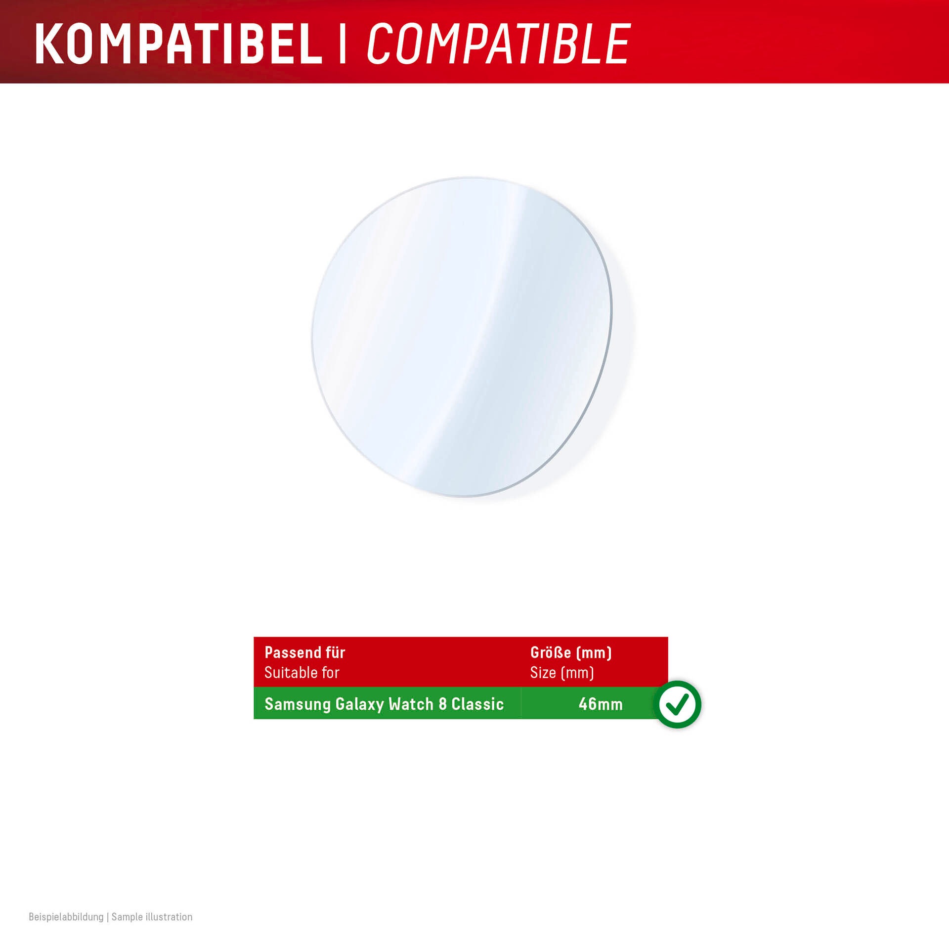Displex Displayschutzglas »Smartwatch Glass Unbreakable Protector« für Samsung Galaxy Watch8 Classic 46mm Displayschutzfolie, Schutzfolie, Bildschirmschutz, kratz- & stoßfest