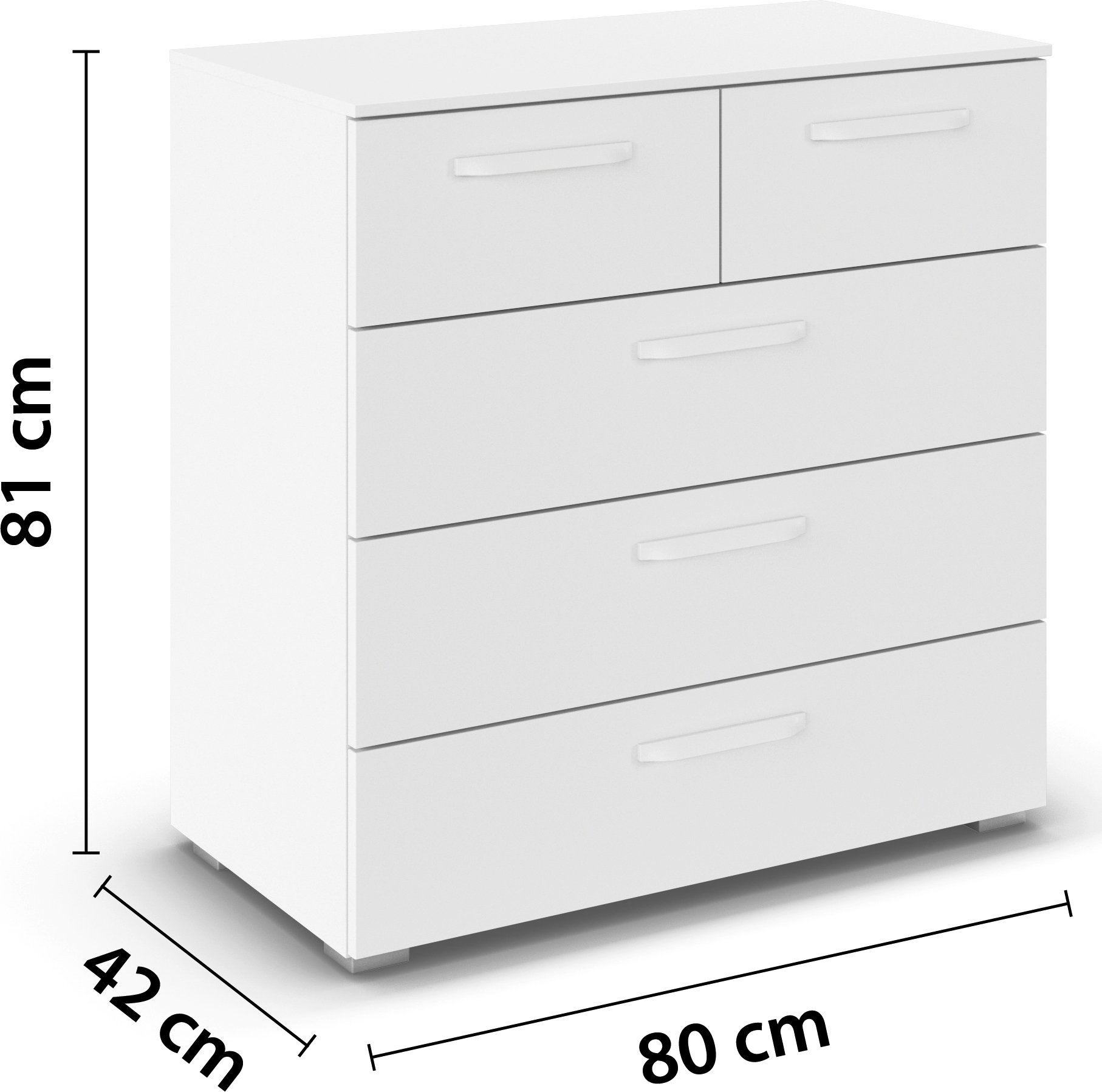 rauch Schubkastenkommode »Sideboard Schubladenkommode OTELI mit Dekor- und Hochglanzfront« Breite 80 cm inkl. Soft-Close-Funktion,  mit 5 geräumigen Schubladen für viel Stauraum MADE IN GERMANY