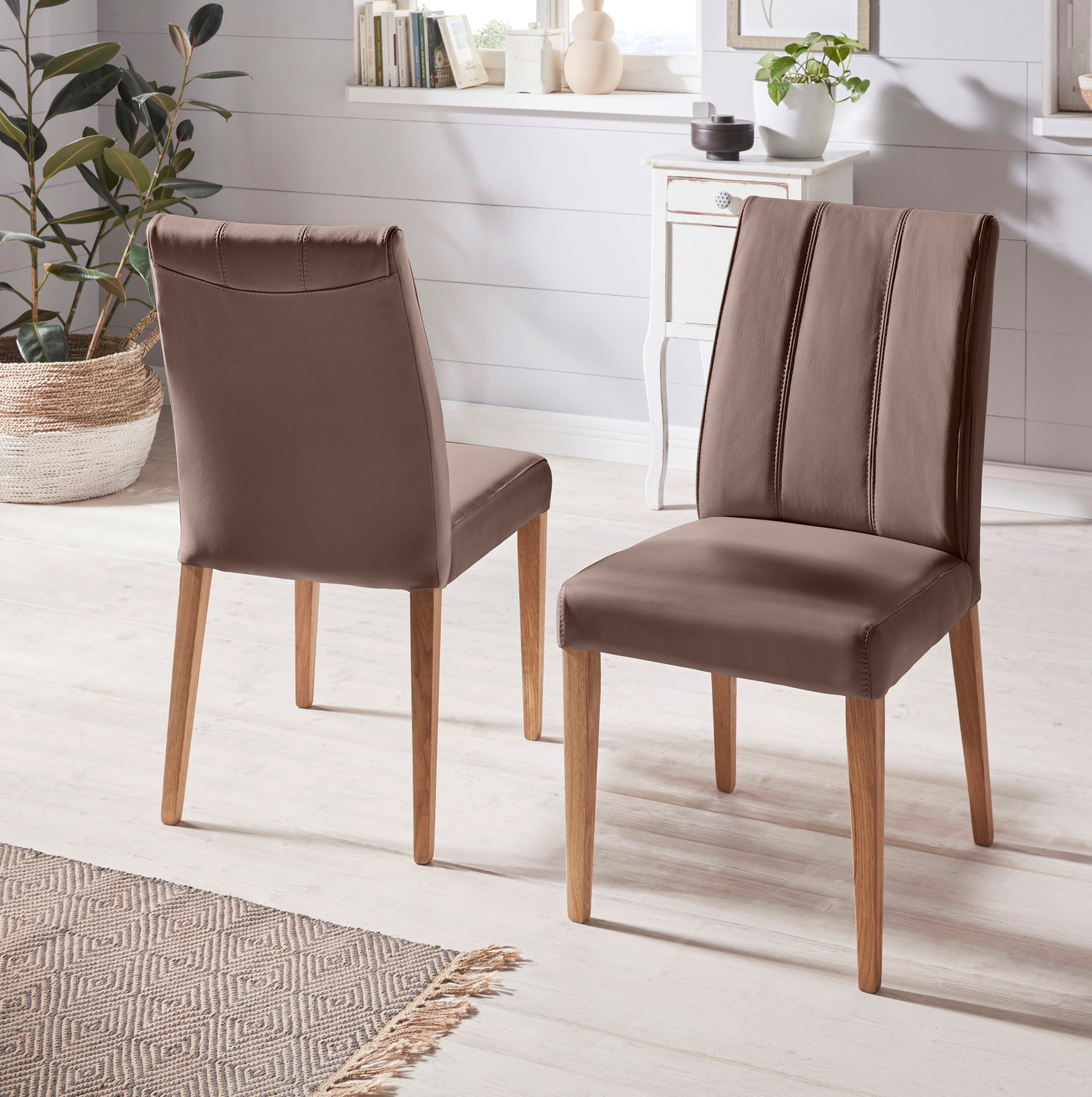 INOSIGN Esszimmerstuhl (Set) 2 Stk. Leder Rückenlehne mit Steppung günstig online kaufen