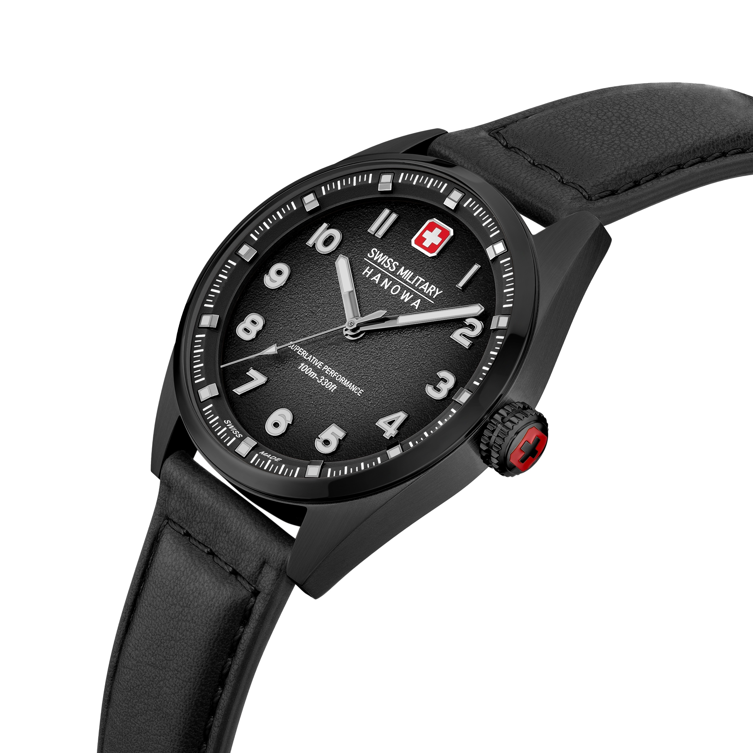 Swiss Military Hanowa Quarzuhr »Greyhound« Armbanduhr, Herrenuhr, Swiss Made, Lederarmband, analog
