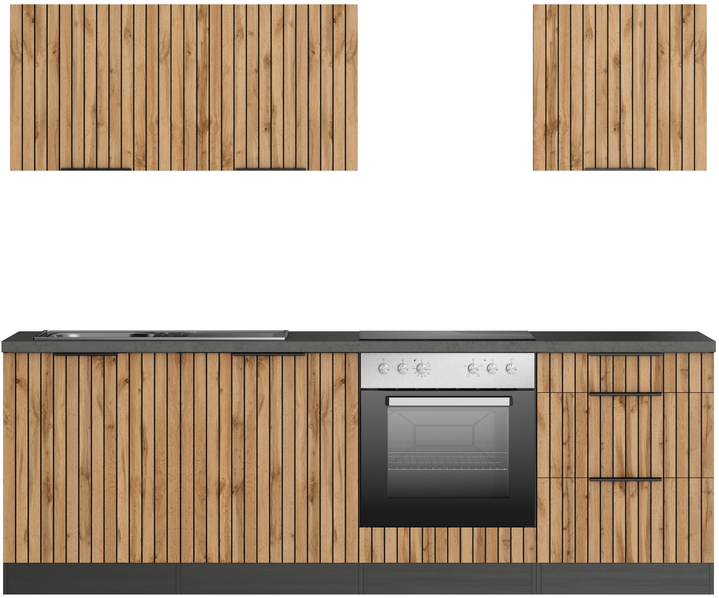 KOCHSTATION Küchenzeile »KS-Lagos« Breite 240 cm,wahlweise mit E-Geräten, S günstig online kaufen