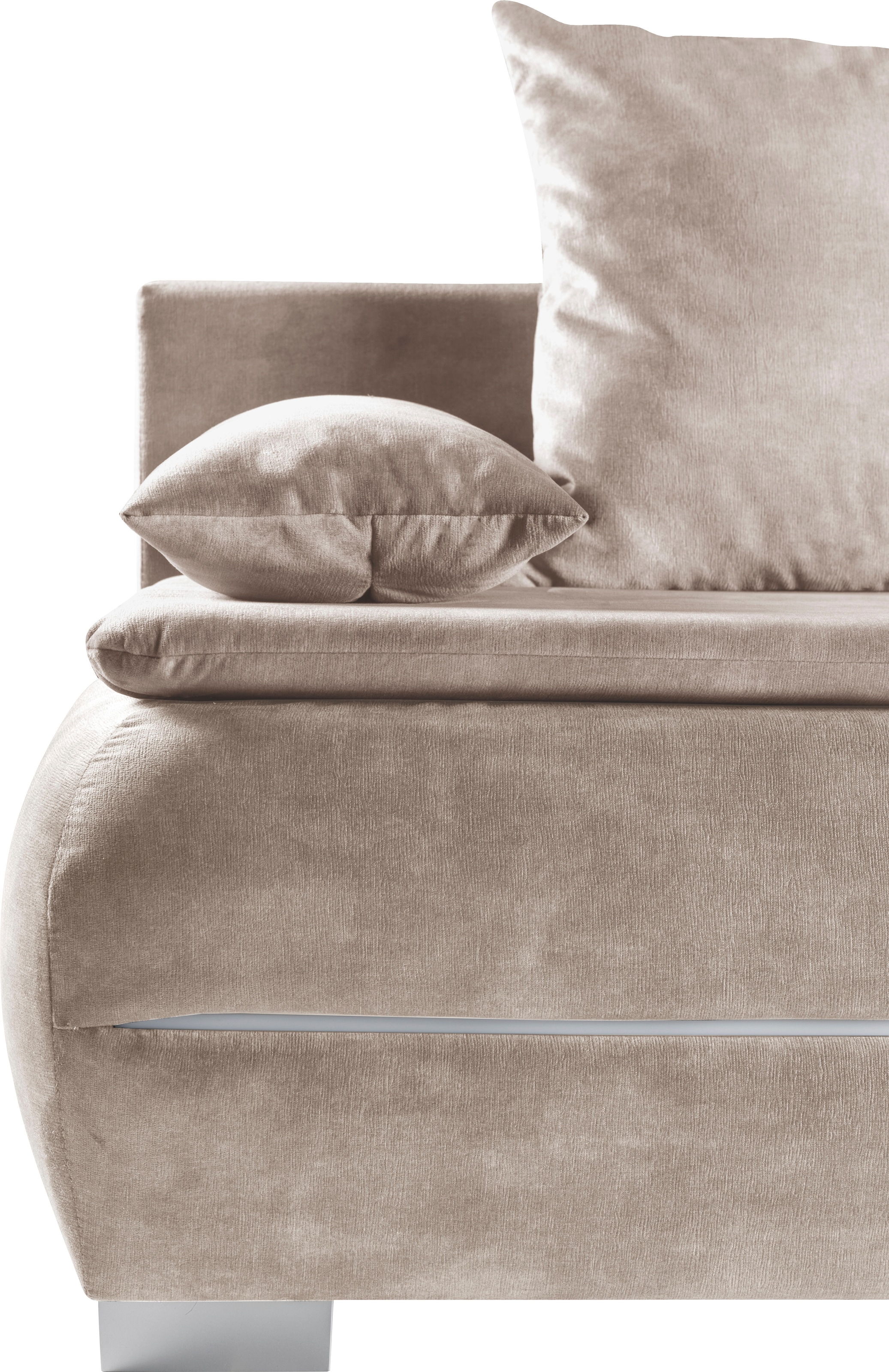 WERK2 Schlafsofa »Tekla 206 cm LED modern, Liegefläche 200/140cm, Wellenunterfederung« Veloursstoff, Schlaffunktion, Bettkasten, LED-Beleuchtung