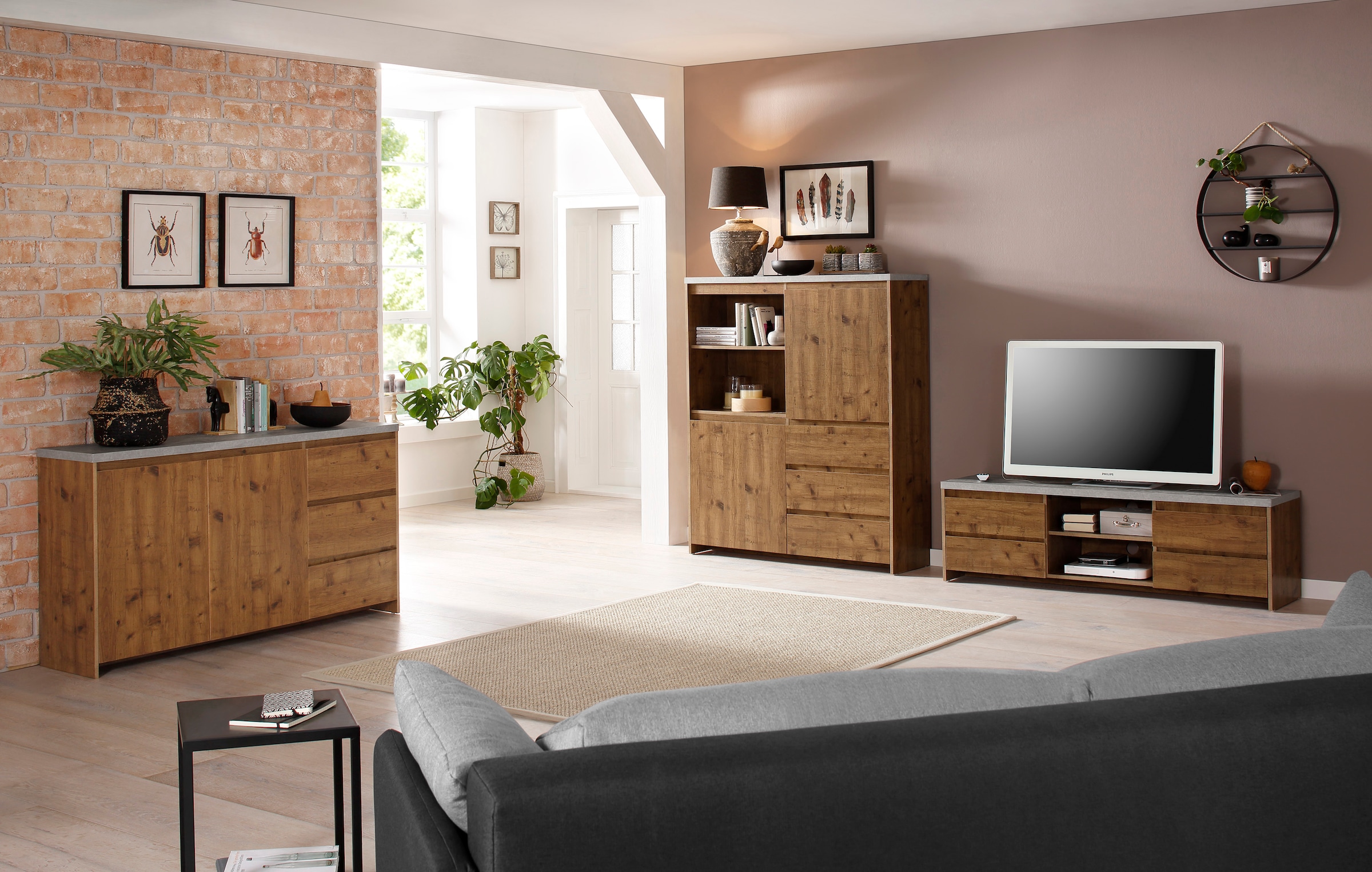 Home affaire Highboard »Maribo«, Stauraumschrank im modernen Landhaus-Stil, Breite 125 cm