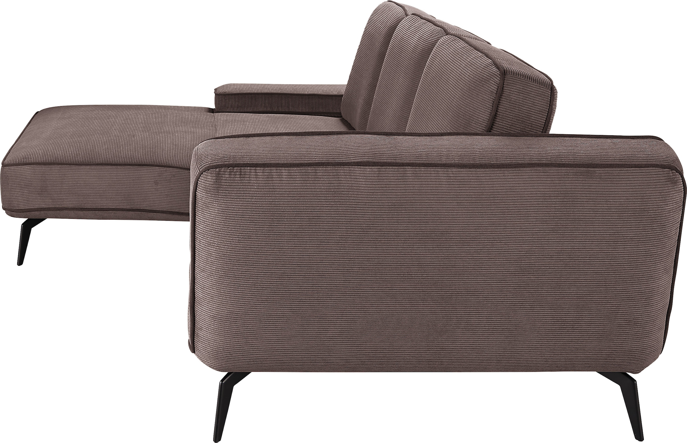 set one by Musterring Ecksofa »SO 4500, Füße schwarz matt, inkl Schwenkrückenfunktion, Cord, L-Form« wahlweise mit Kopfstütze/Armteilverstellung/Rückenneigung