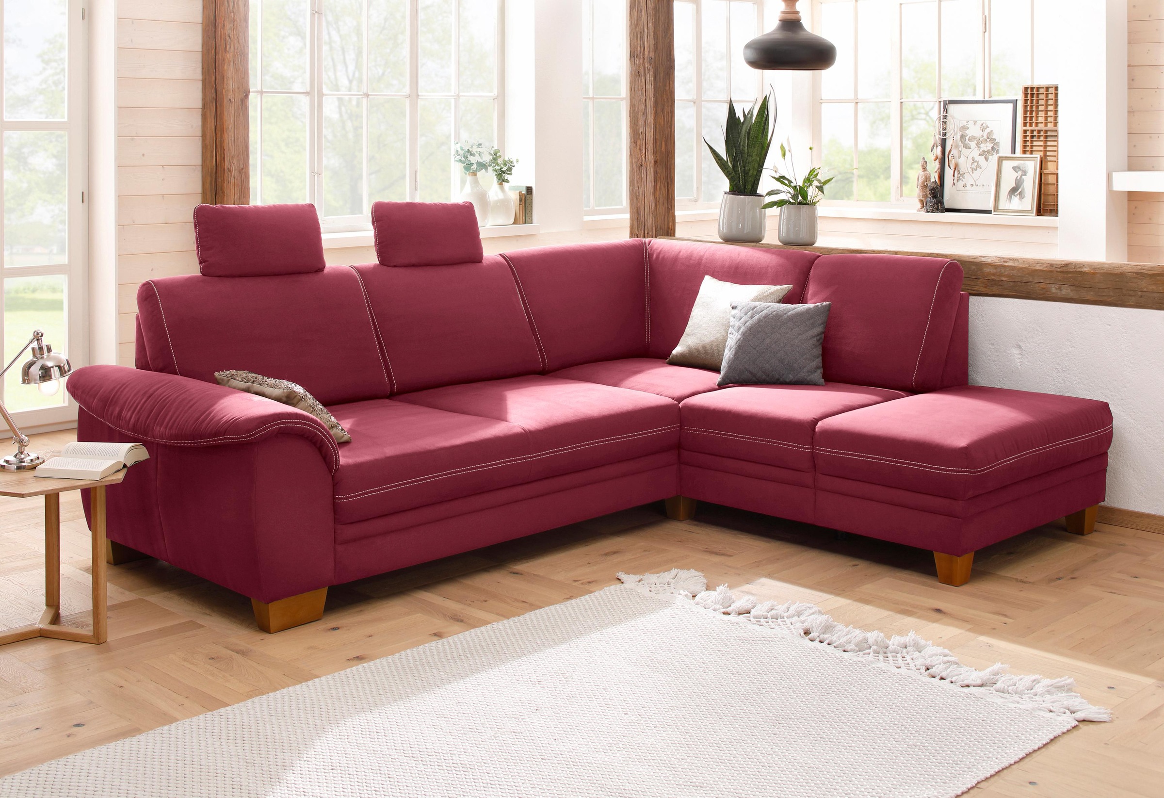 Home affaire Ecksofa »Husum L-Form«, mit Sitztiefenverstellung, Federkern-Polsterung und Kontrastnaht