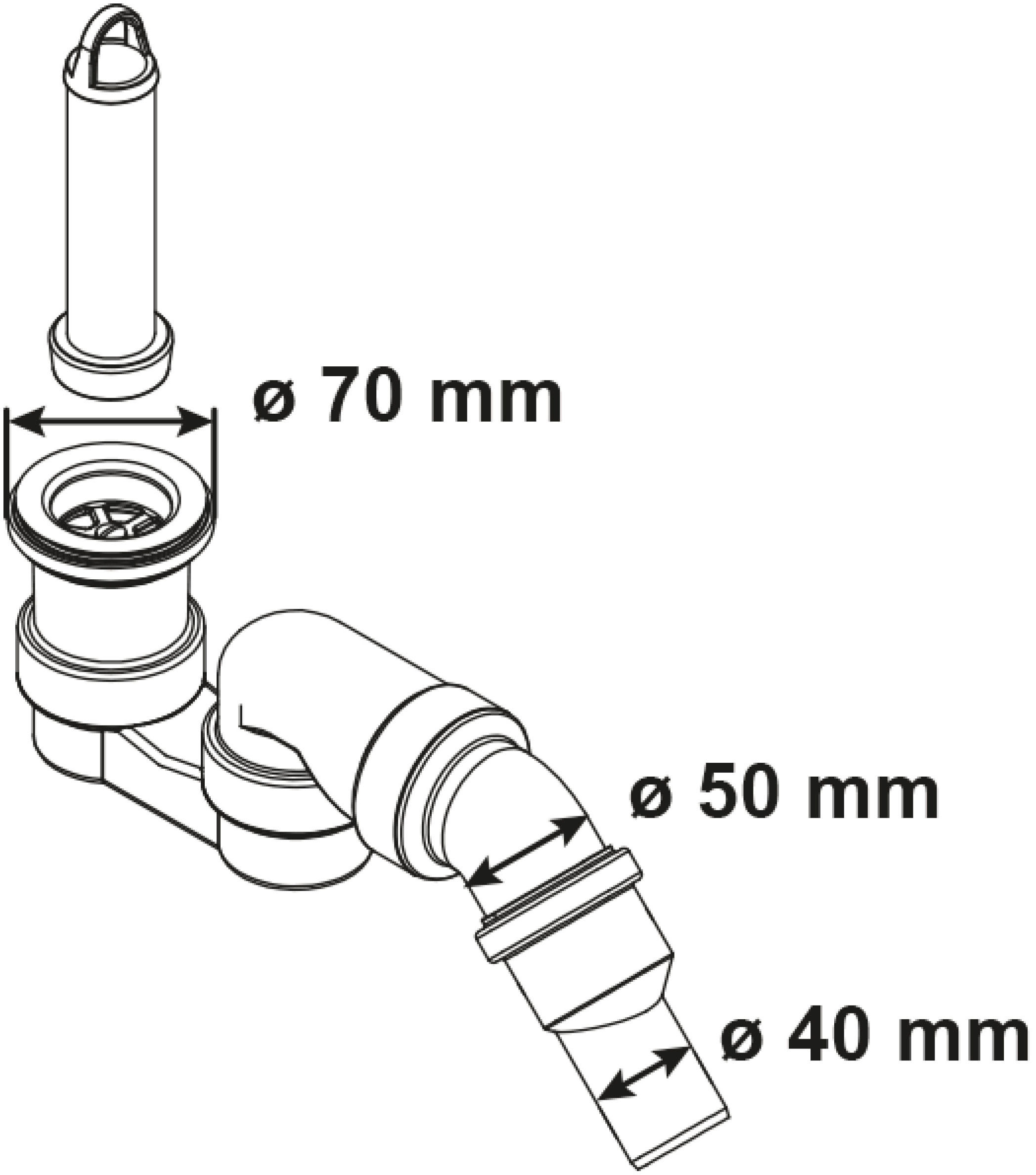 CORNAT Siphon »Standrohrgarnitur für Brausewannen« mit flachem Geruchverschluss, allseitig verstellbar