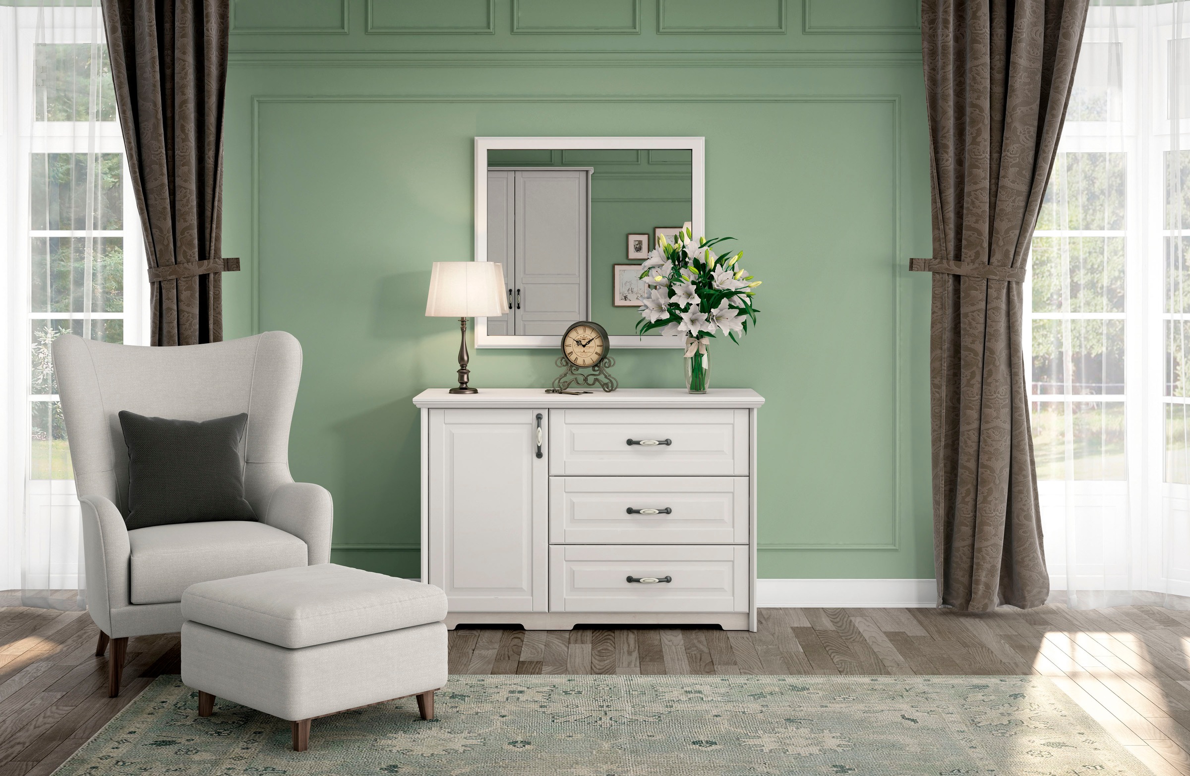 Home affaire Kombikommode »Evergreen, Maße: B/T/H 131/48/88cm, Soft-Close-F günstig online kaufen