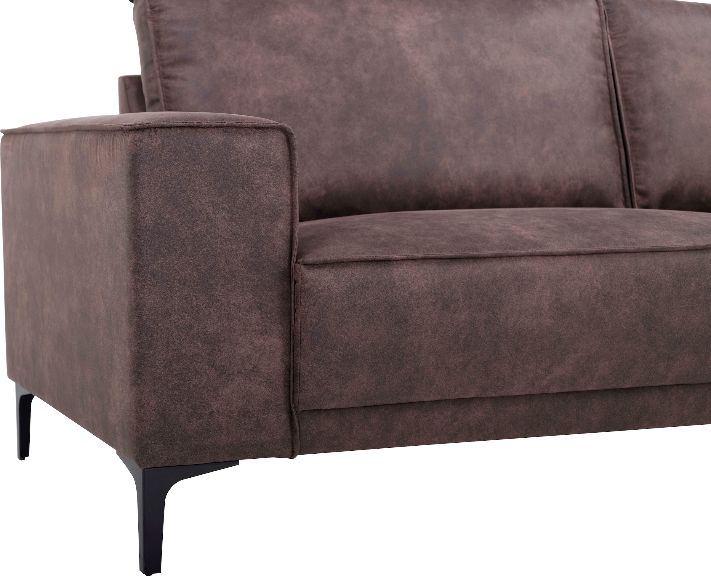 Places of Style Ecksofa »Polsterecke Oland, Struktur, Flachgewebe, Luxus-Microfaser, Boucle«, L-Form, 280 cm, Wellenunterfederung, Skandi-Design, Metallfüße