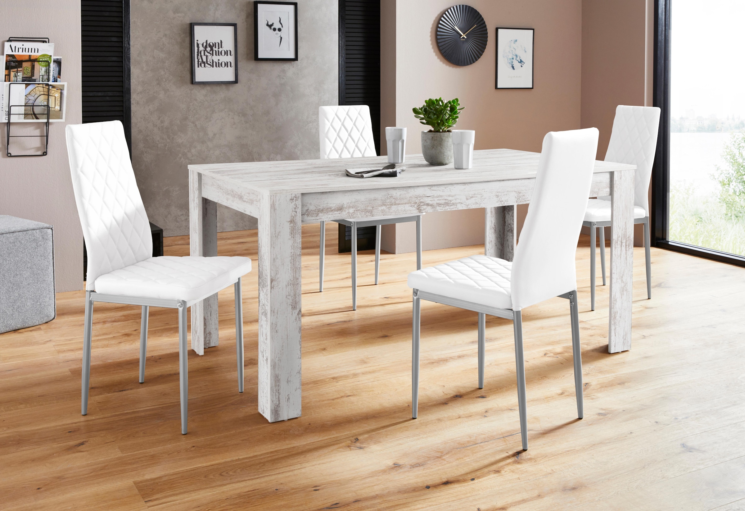 INOSIGN Essgruppe »Lynn160/Brooke« Set, 5 Stk. tlg. Tisch mit 4 Stühlen günstig online kaufen