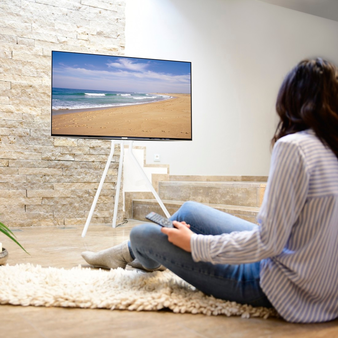 Hama TV-Ständer »TV Ständer, Staffelei freistehend, 191 cm, 75 Zoll«, bis 191 cm Zoll, TV Stand, höhenverstellbar, bis 40 Kg