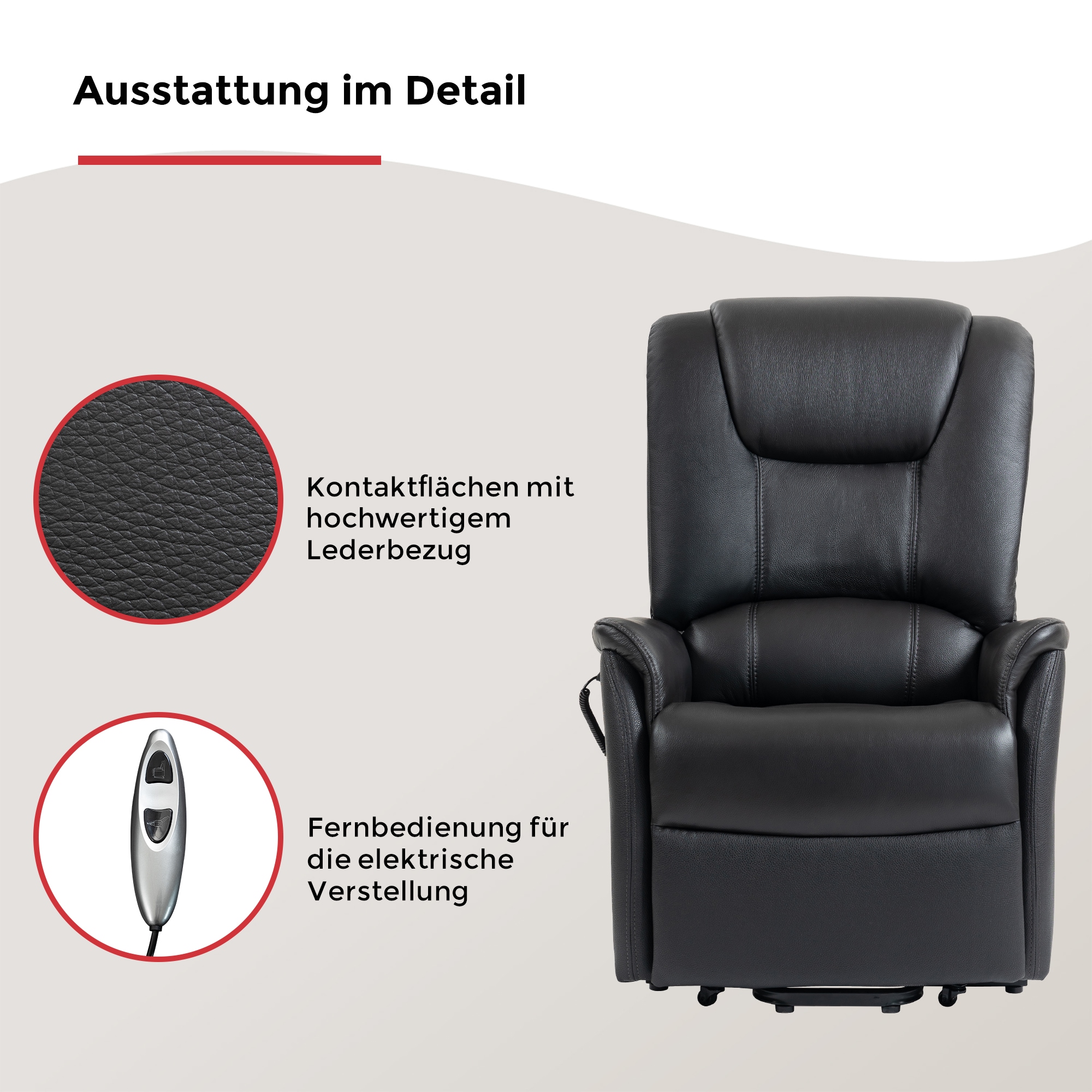 Duo Collection TV-Sessel »Messina XXL bis 150 kg belastbar, mit elektrischer Aufstehhilfe« Relaxfunktion und Taschenfederkern mit Stahlwellenunterfederung