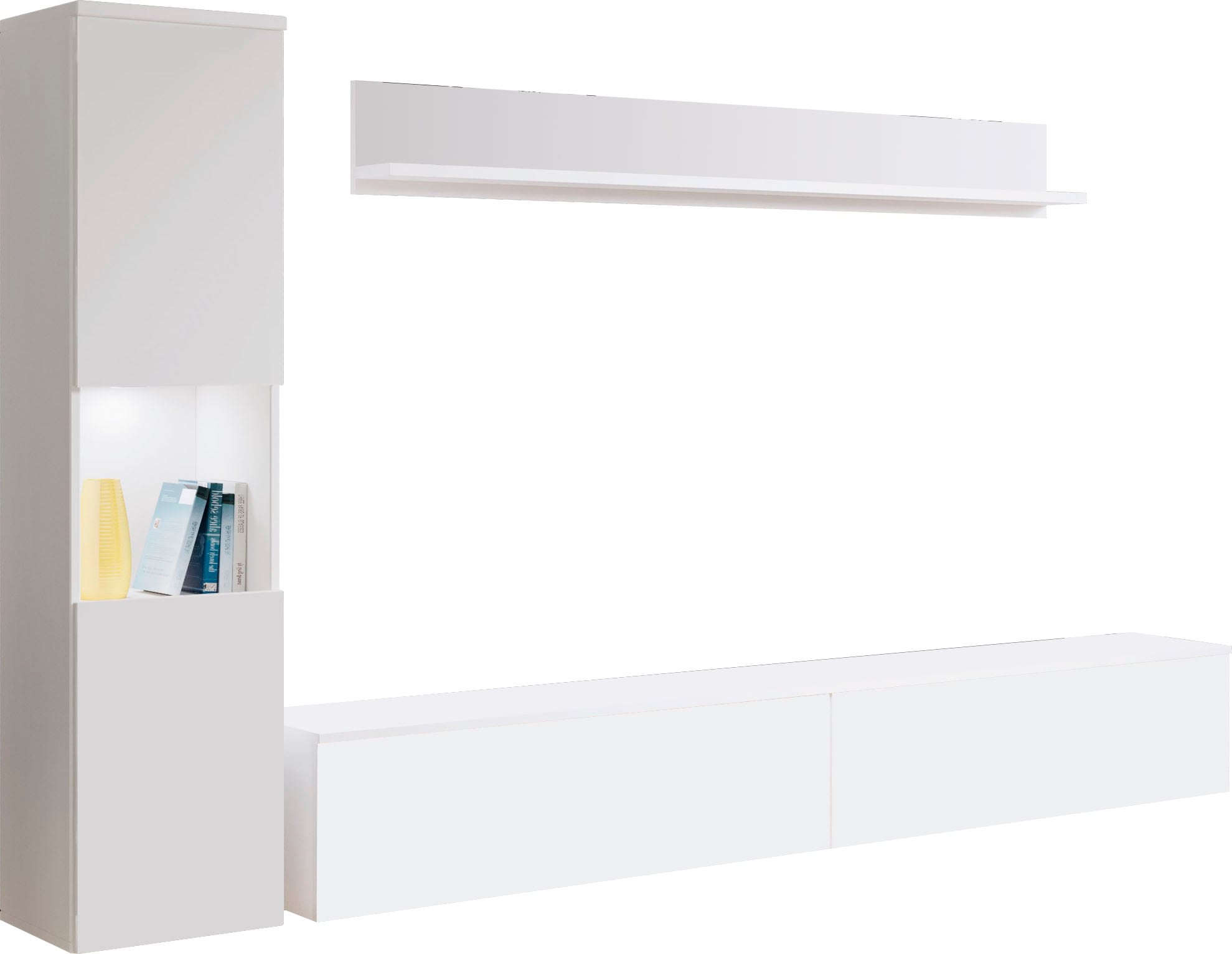 INOSIGN Wohnwand »PARIS«, (Komplett-Set, 3 St.), TV-Wand 220cm breite, grifflose Design, stehend und hängend montierbar