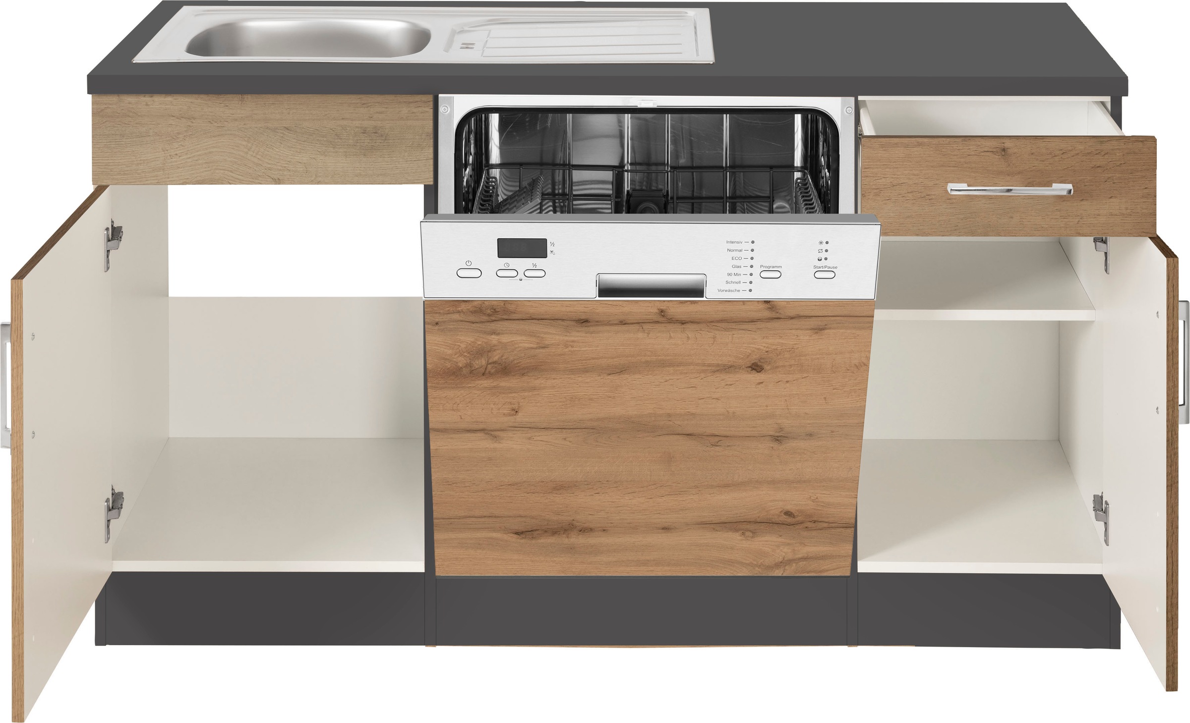 KOCHSTATION Winkelküche »KS-Colmar«, mit E-Geräten, Stellbreite 210/360 cm
