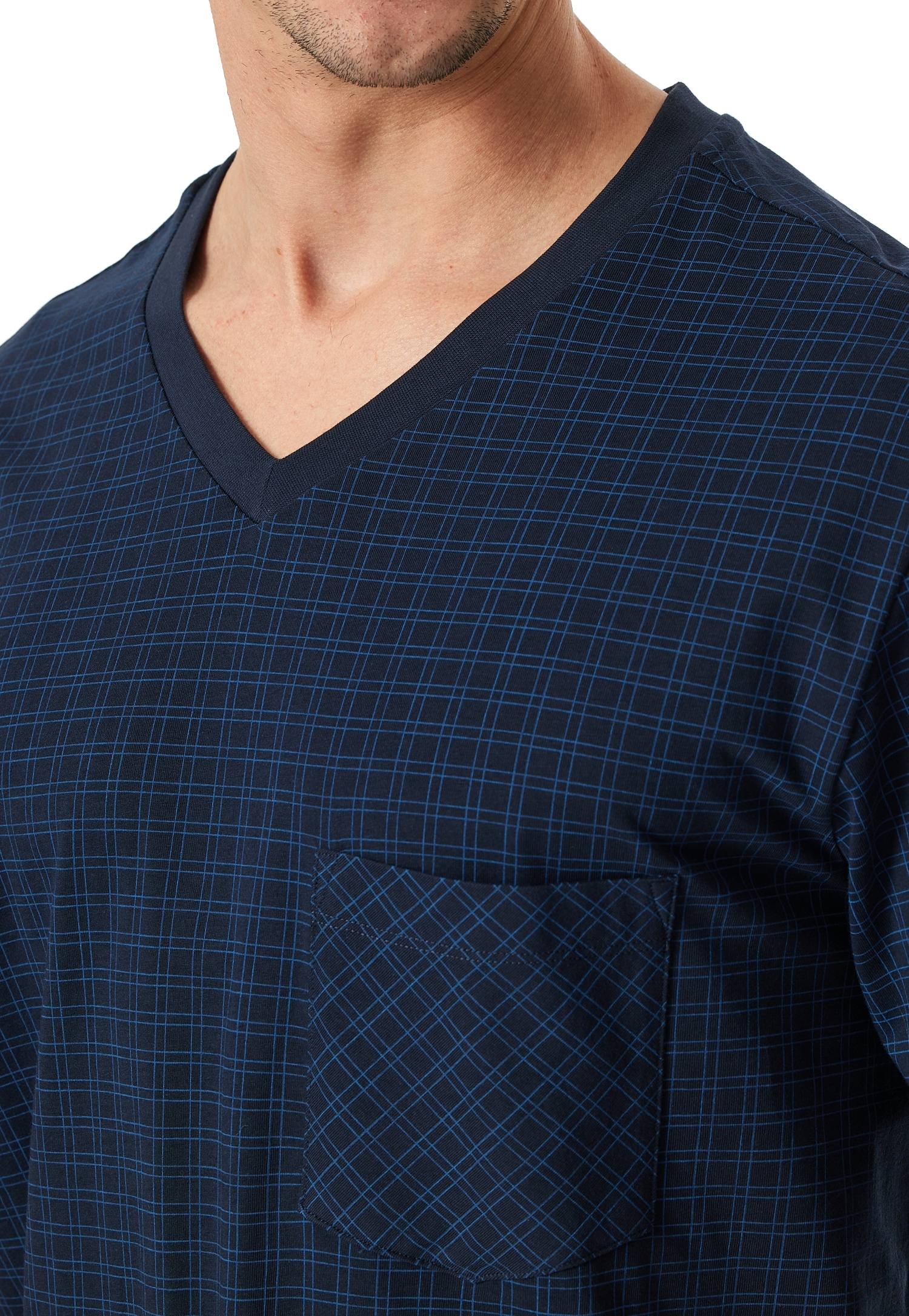 Schiesser Shorty »Comfort Essentials« 2 tlg. Brusttasche, V-Ausschnitt, Kurzarm, Baumwolle