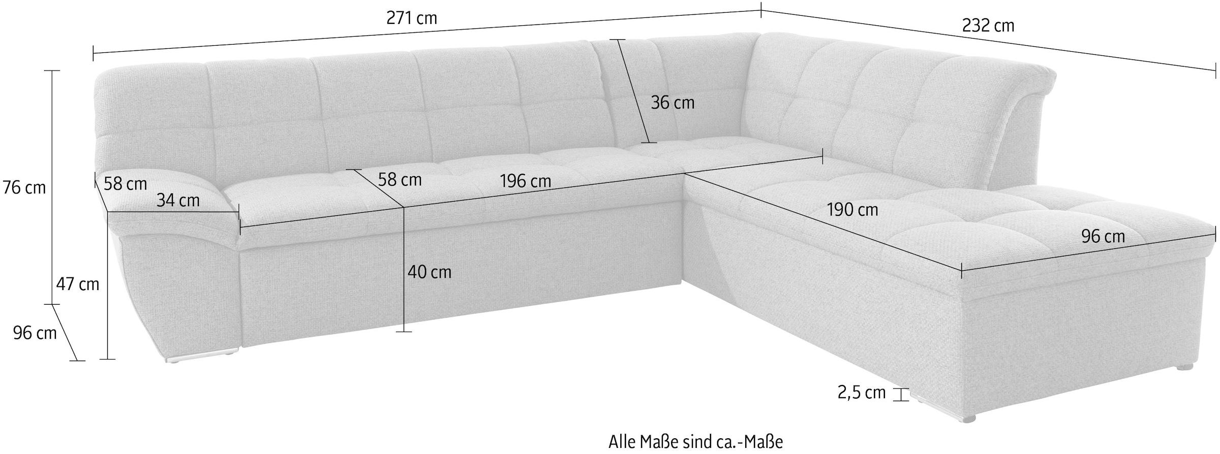 DOMO collection Ecksofa »Lagoa L-Form«, wahlweise mit Bettfunktion, frei im Raum stellbar, große Farbvielfalt