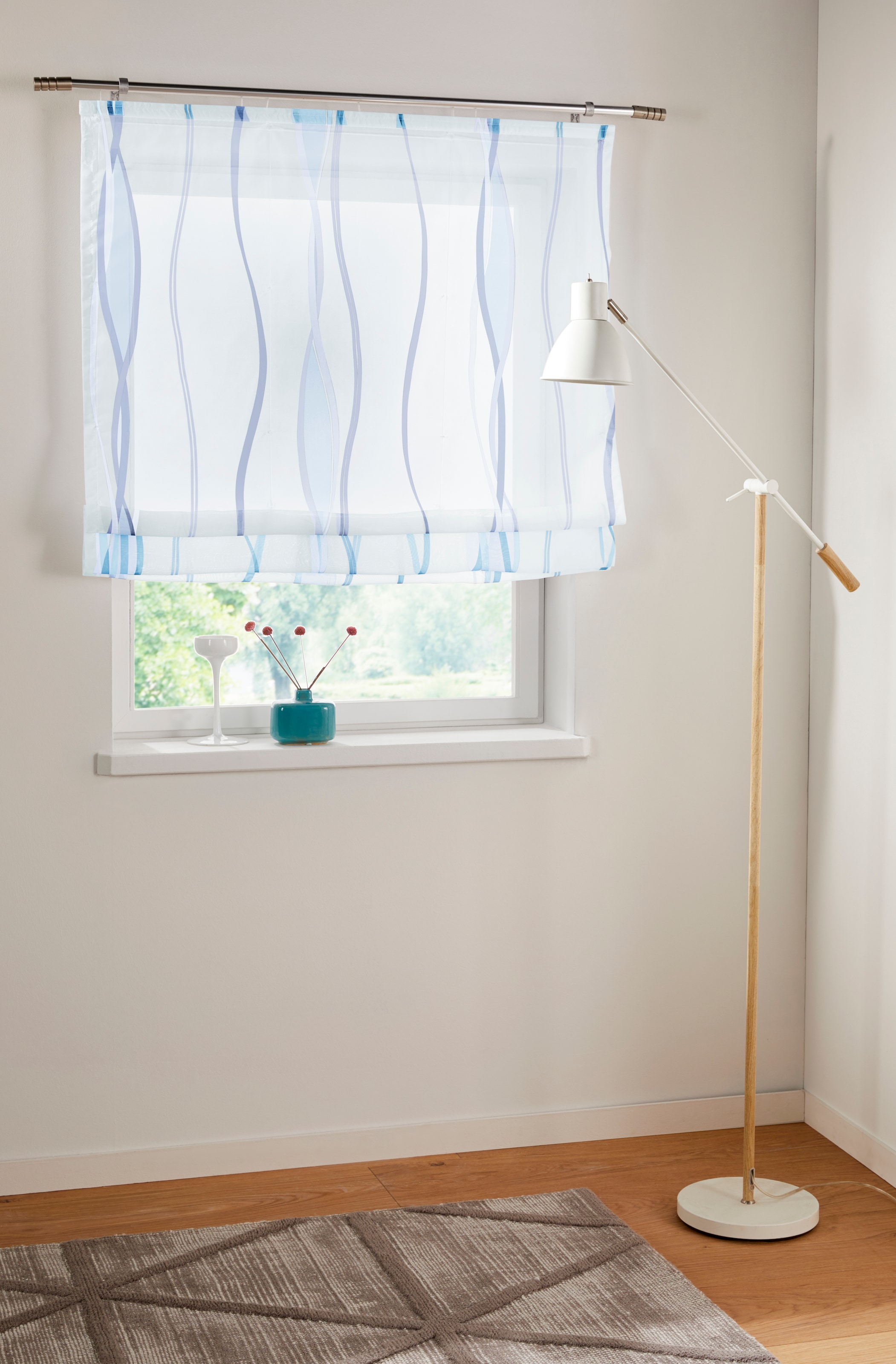 my home Raffrollo »Dimona«, mit Klettschiene, Transparent, Voile, Polyester, Wellen