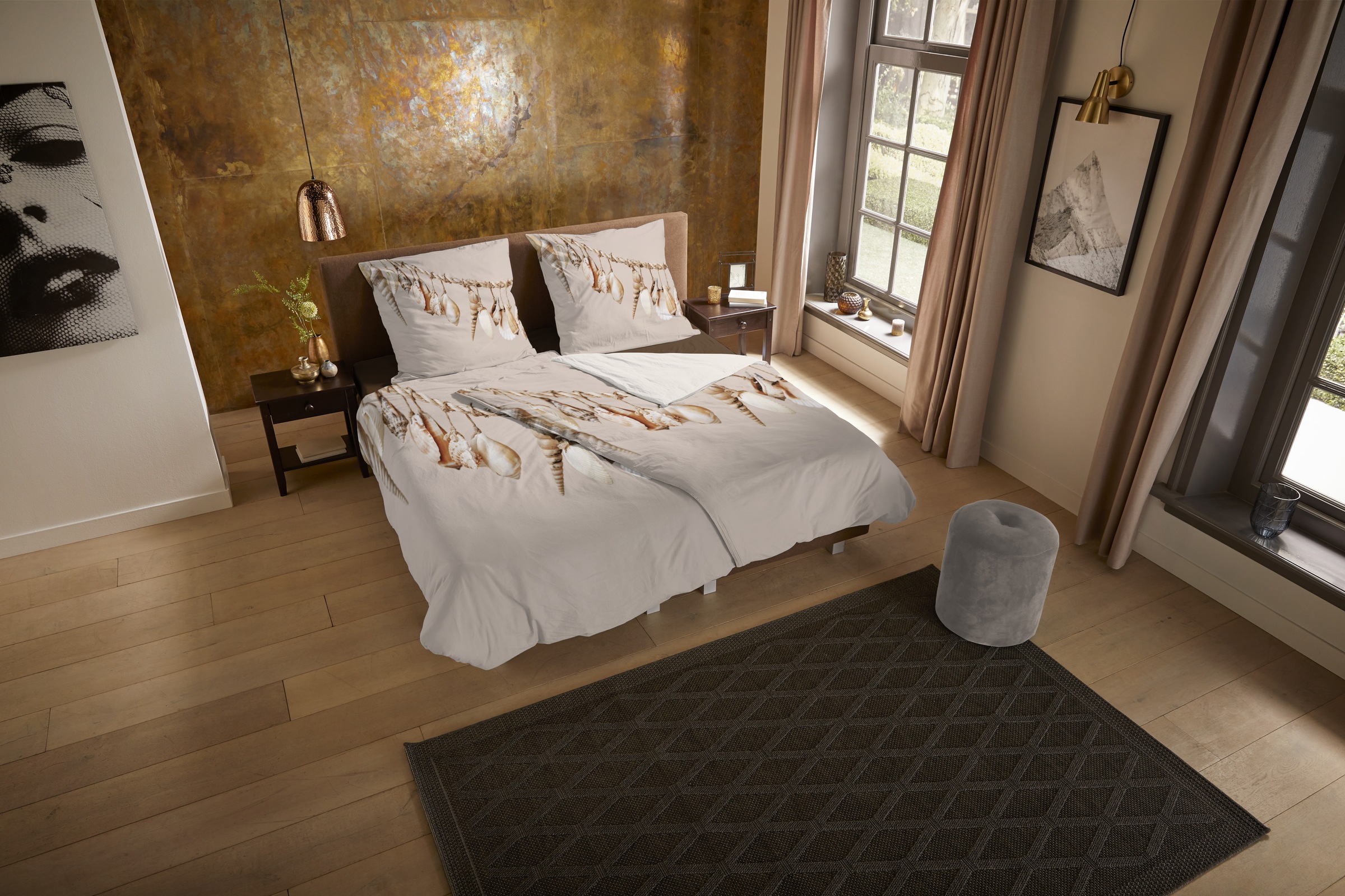 PURE luxury collection Wendebettwäsche »Ibiza«, Mikrofaser, Pflegeleicht, Reißverschluss, Wendeoptik, Muscheln, Sand