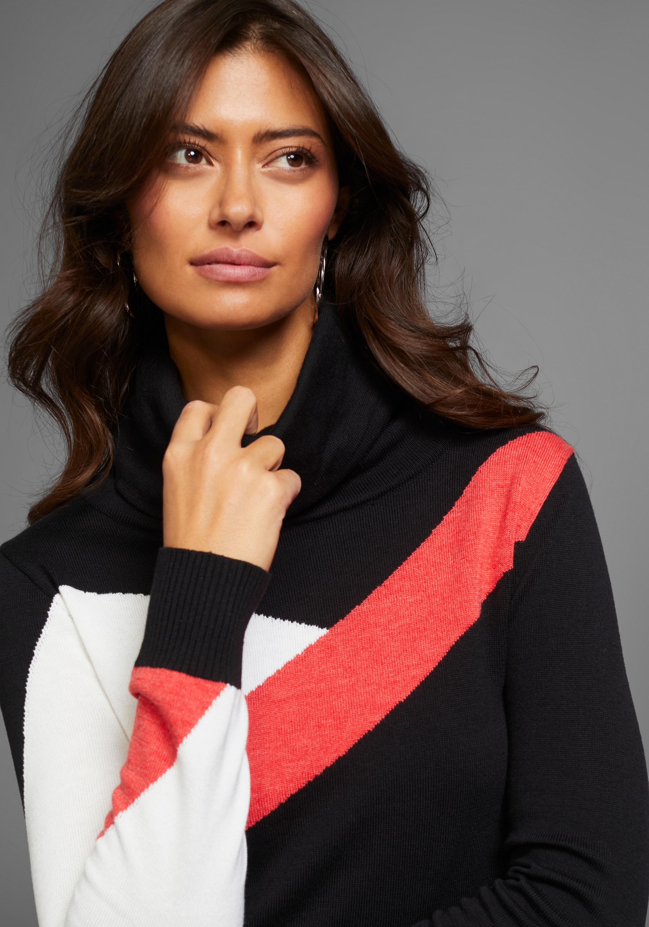 Laura Scott Strickpullover, mit Rollkragen und Colorblock Design