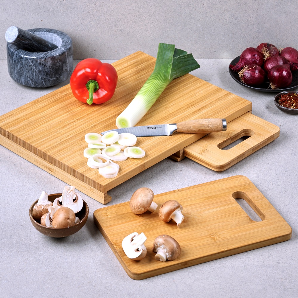 KESPER® Schneidebrett »Bretter-Set, 3-tlg., aus Bambus, FSC«, (Set, 3 St.) günstig online kaufen