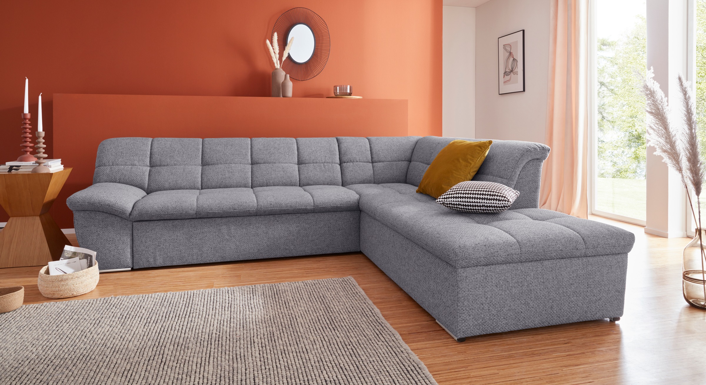 DOMO collection Ecksofa »Lagoa, moderne Sitzheftung, bequem und komfortabel günstig online kaufen