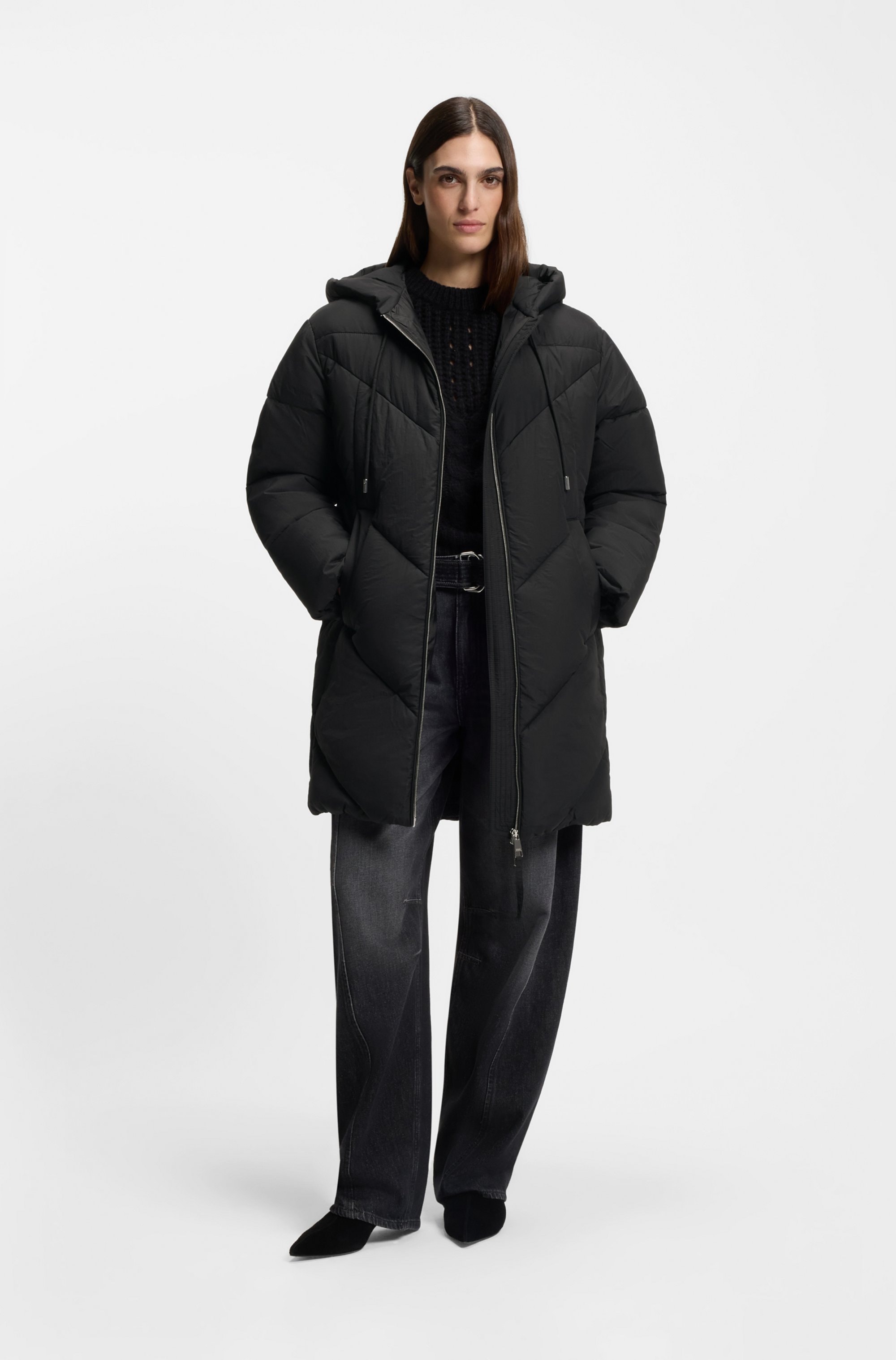 BOSS ORANGE Steppmantel »Piapolly Premium Damenmode« mit Kapuze, Chevron-Steppung