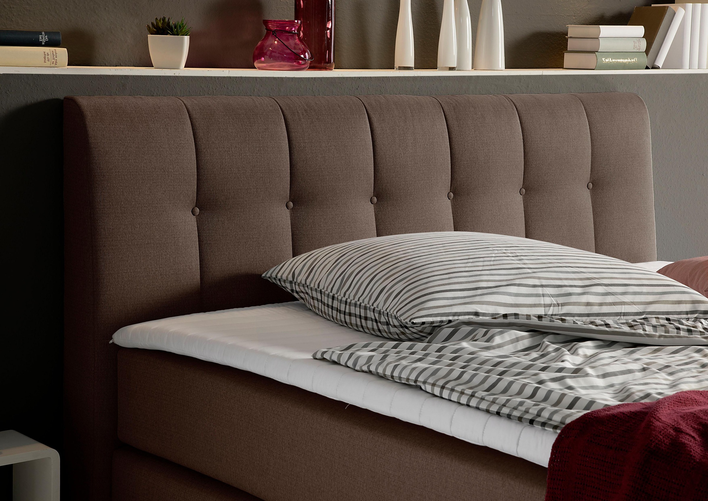 Places of Style Boxspringbett »Cafone«, inkl. Topper, 5 Breiten, 3 Matratzenarten und 3 Härtegraden wählbar