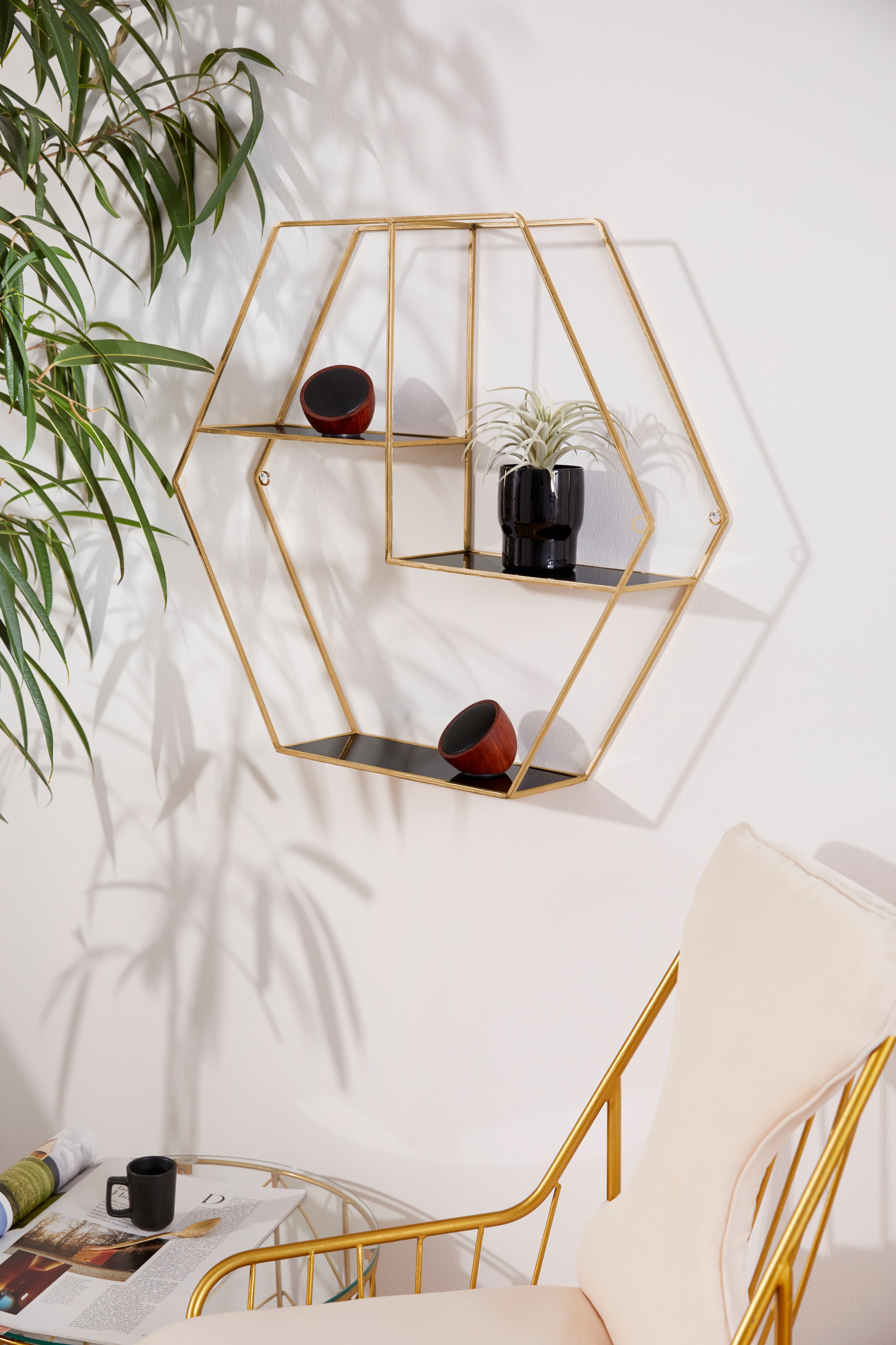 Überwältigende Qualität Leonique Deko-Wandregal »Hexagon«, sechseckiges Element, goldfarben, modernem Design in online kaufen