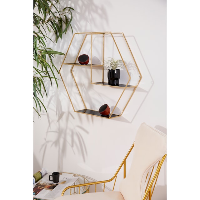 Leonique Deko-Wandregal »Hexagon«, sechseckiges Element, goldfarben, in  modernem Design online kaufen | Regale