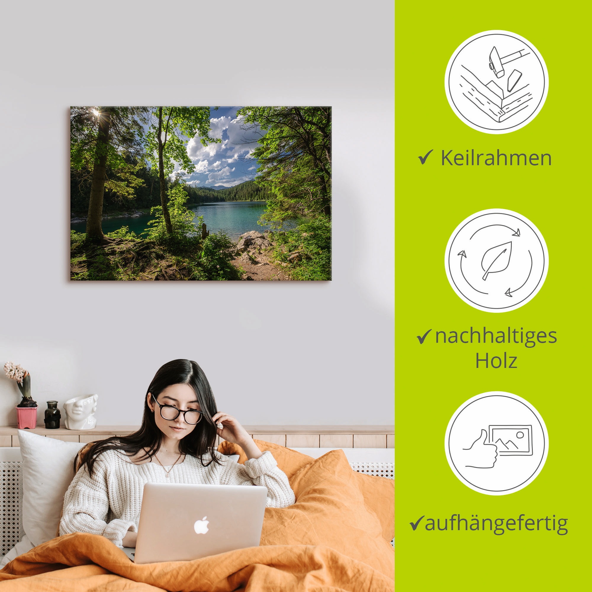 Artland Wandbild »Eibsee«, Gewässer, (1 St.), als Alubild, Outdoorbild, Leinwandbild in verschied. Größen