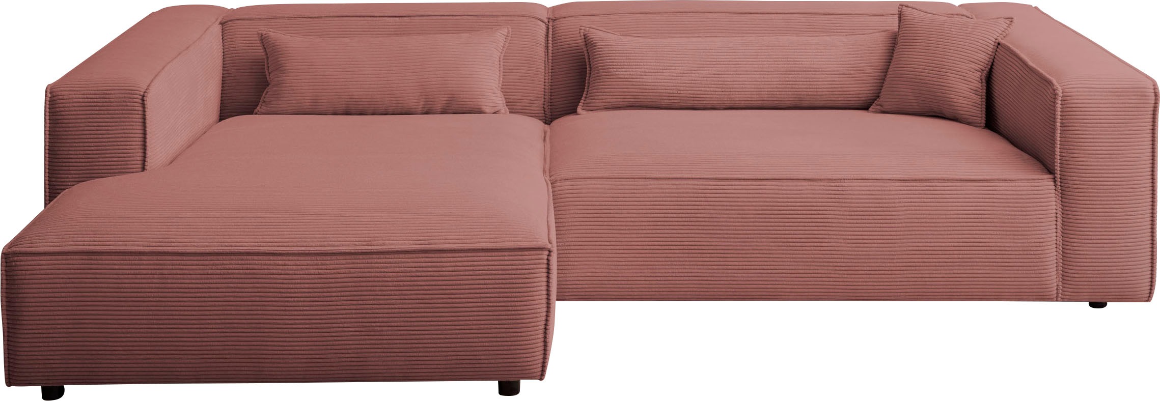 LeGer Home by Lena Gercke Ecksofa »PIARA XXL, Big-Sofa in Cord oder Leinenoptik, L-Form, mit Kedernaht«, wahlweise Ottomane rechts/links, schwarze Füße, extra tiefe Sitzfläche