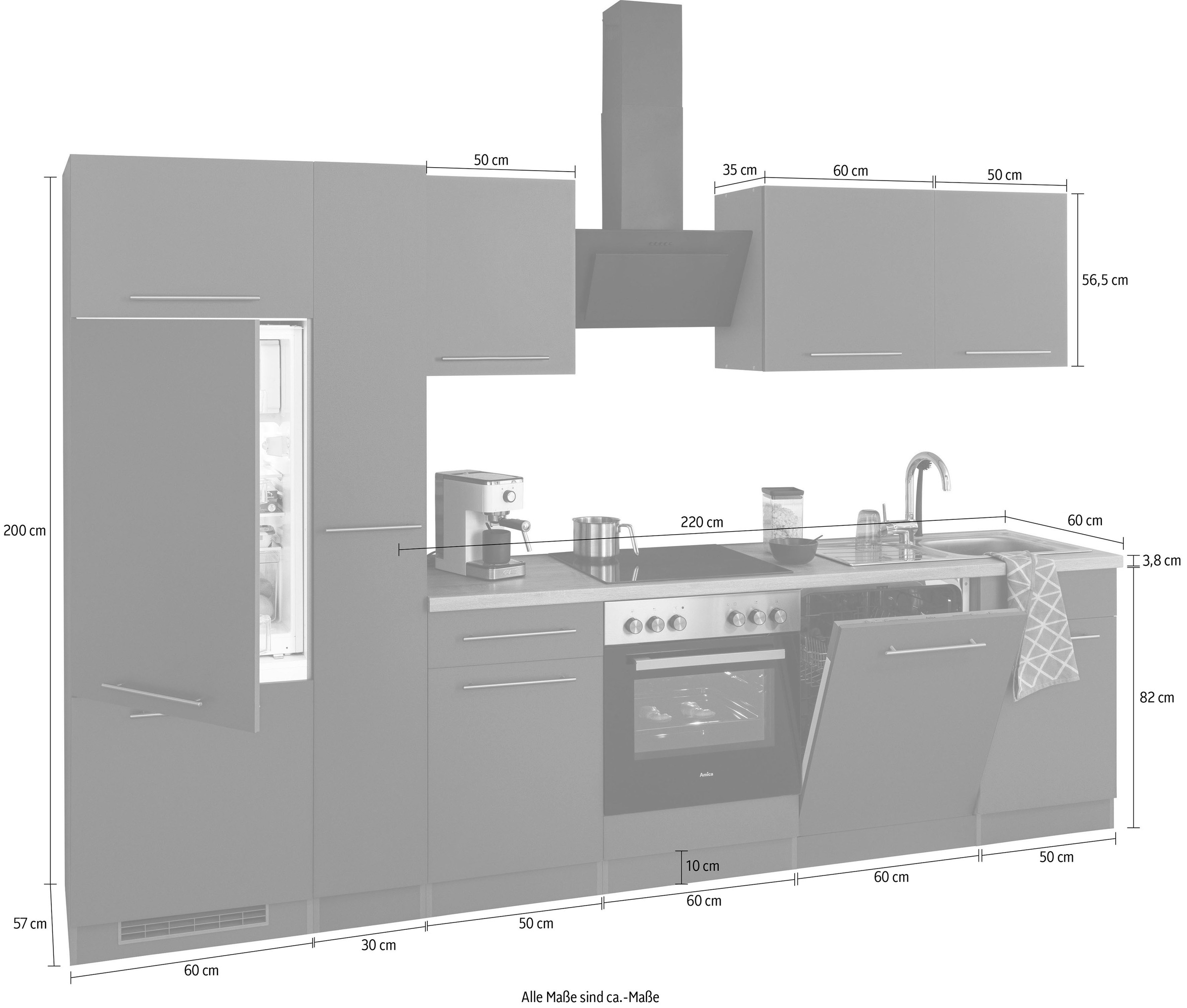 E-Geräte, Rechnung Küchenzeile Küchen Breite 310 cm »Unna«, wiho auf bestellen ohne