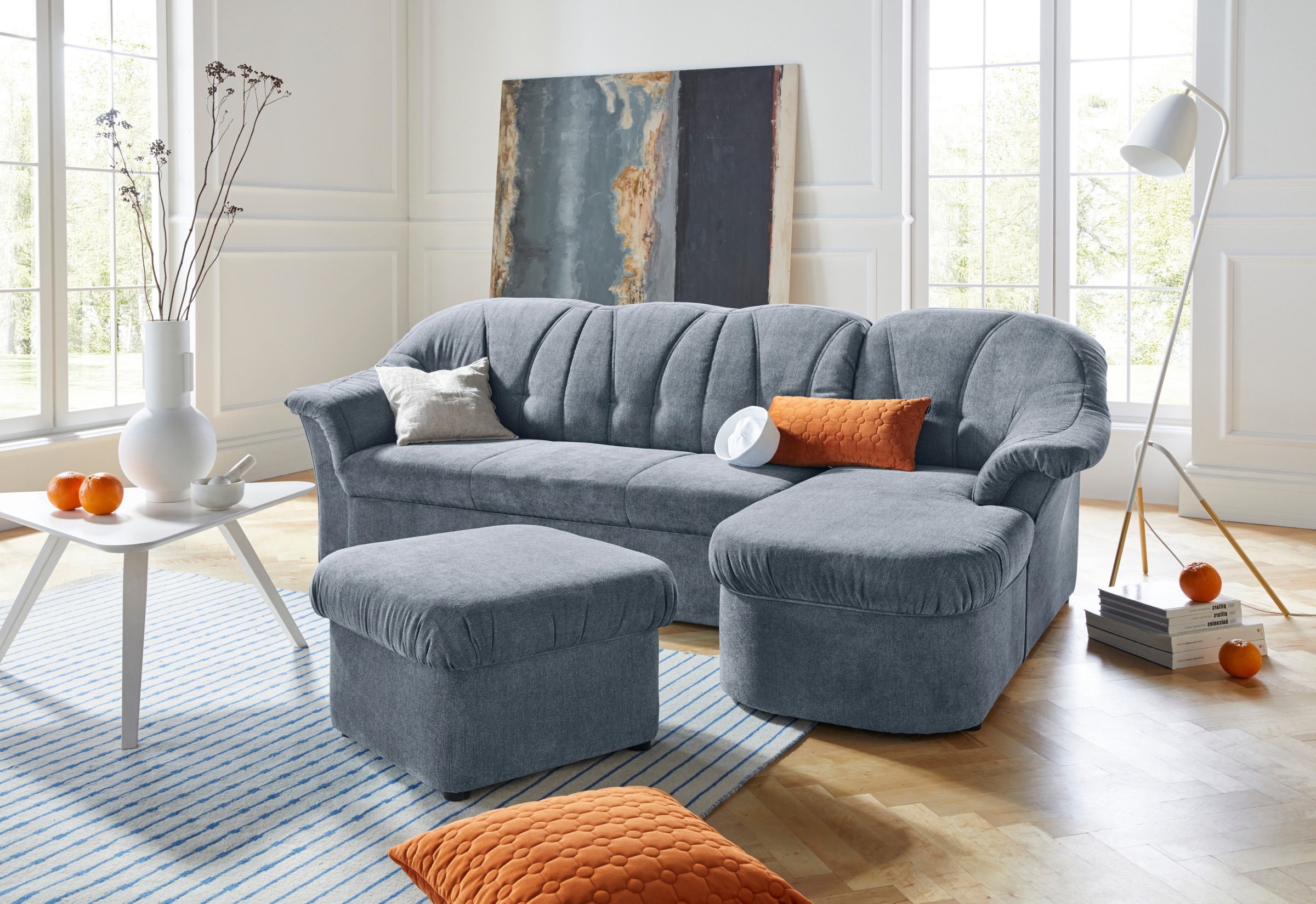 DOMO collection Ecksofa »Pegnitz, elegante Rückensteppung, komfortabel, L-F günstig online kaufen