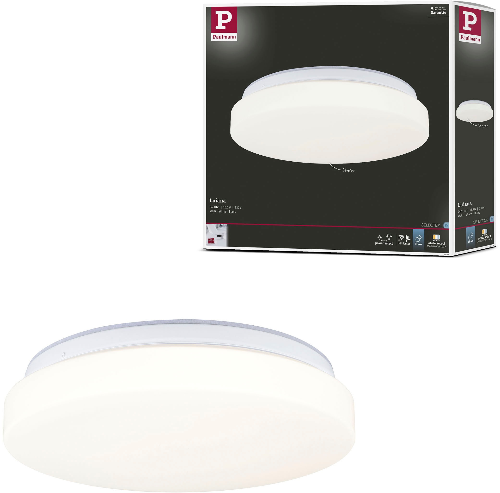 Paulmann LED Wandleuchte »LED Wandleuchte Luiana IP44 HF Sensor weiß«, 1 fl günstig online kaufen