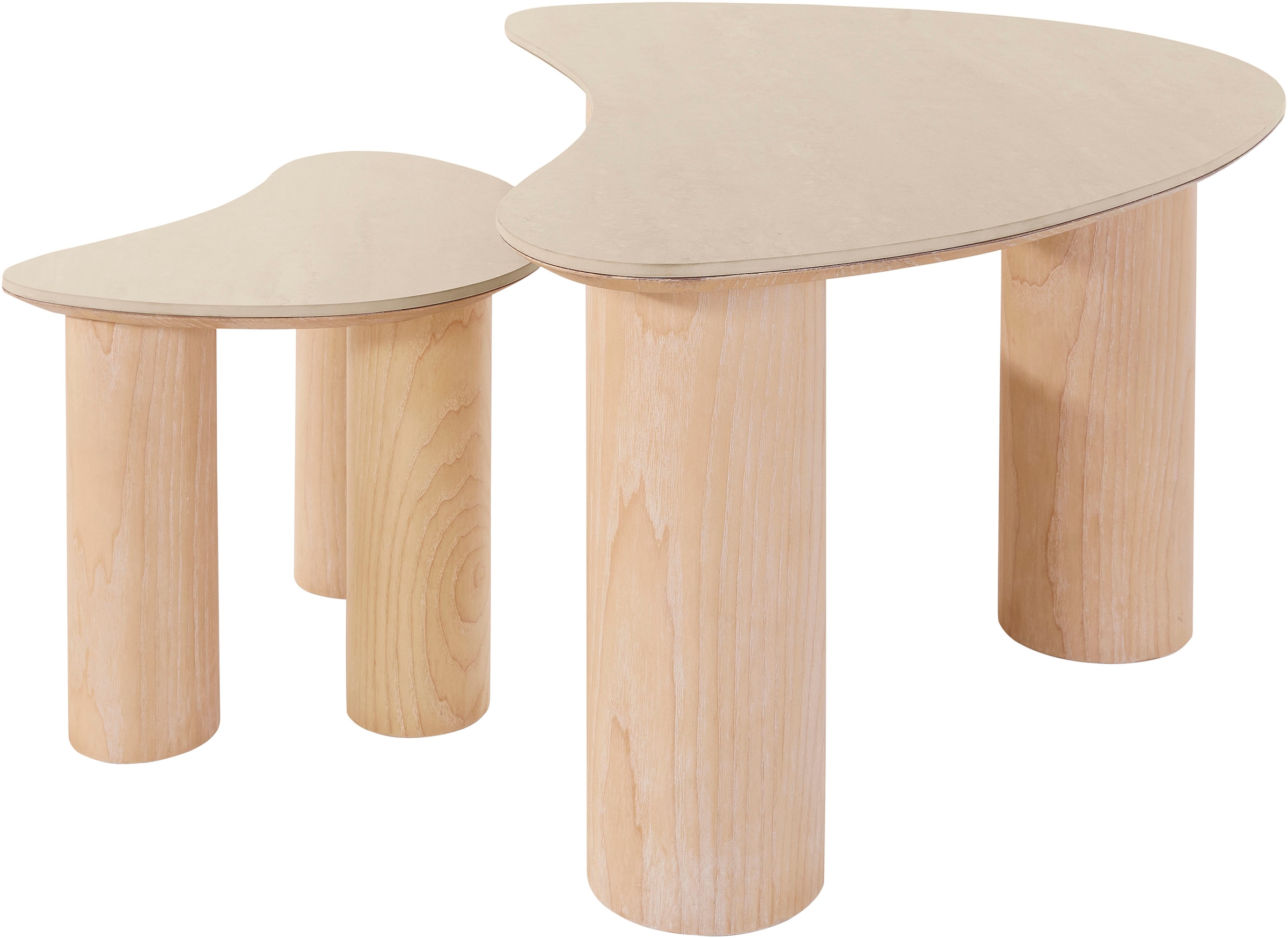 homsy by Ana Johnson Couchtisch »Laysy« Set, 2 Stk. tlg. mit einer Keramikplatte und massiven Eschenholzbeinen