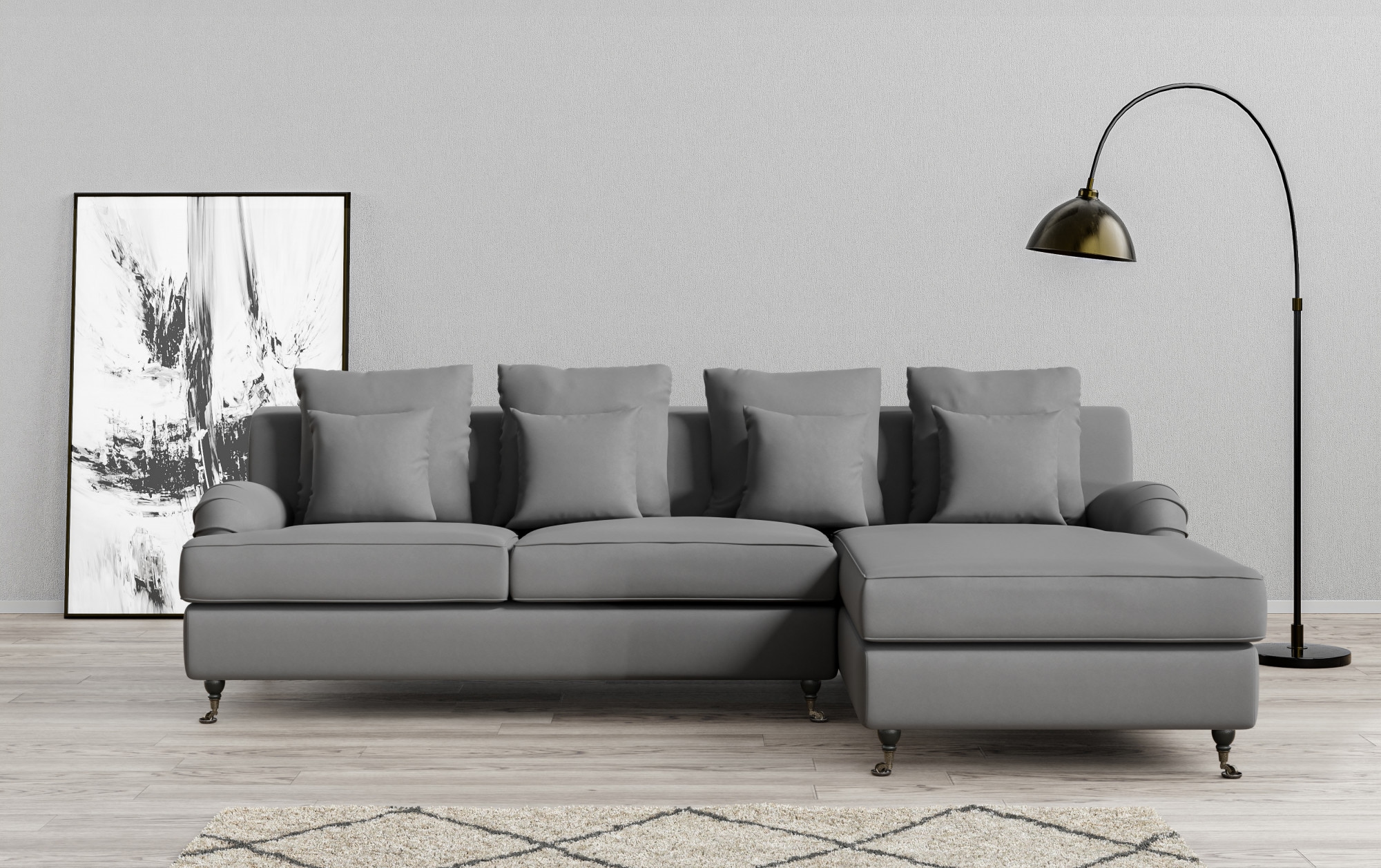 Guido Maria Kretschmer Home&Living Ecksofa »NORIN L-Form«, zwei Fußarten: vorne - Rollen, hinten - Holzfüße
