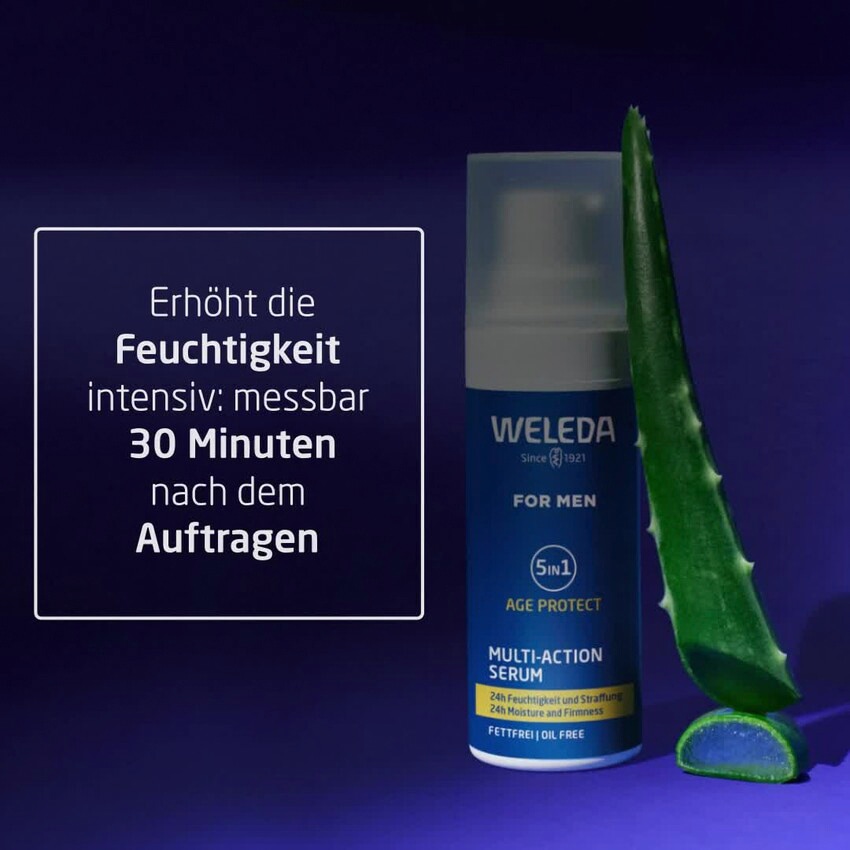 WELEDA Gesichtsserum »Weleda For Men 5in1 Multi-Action Serum« für 24h Feuchtigkeit, mindert Falten & strafft, fettfrei