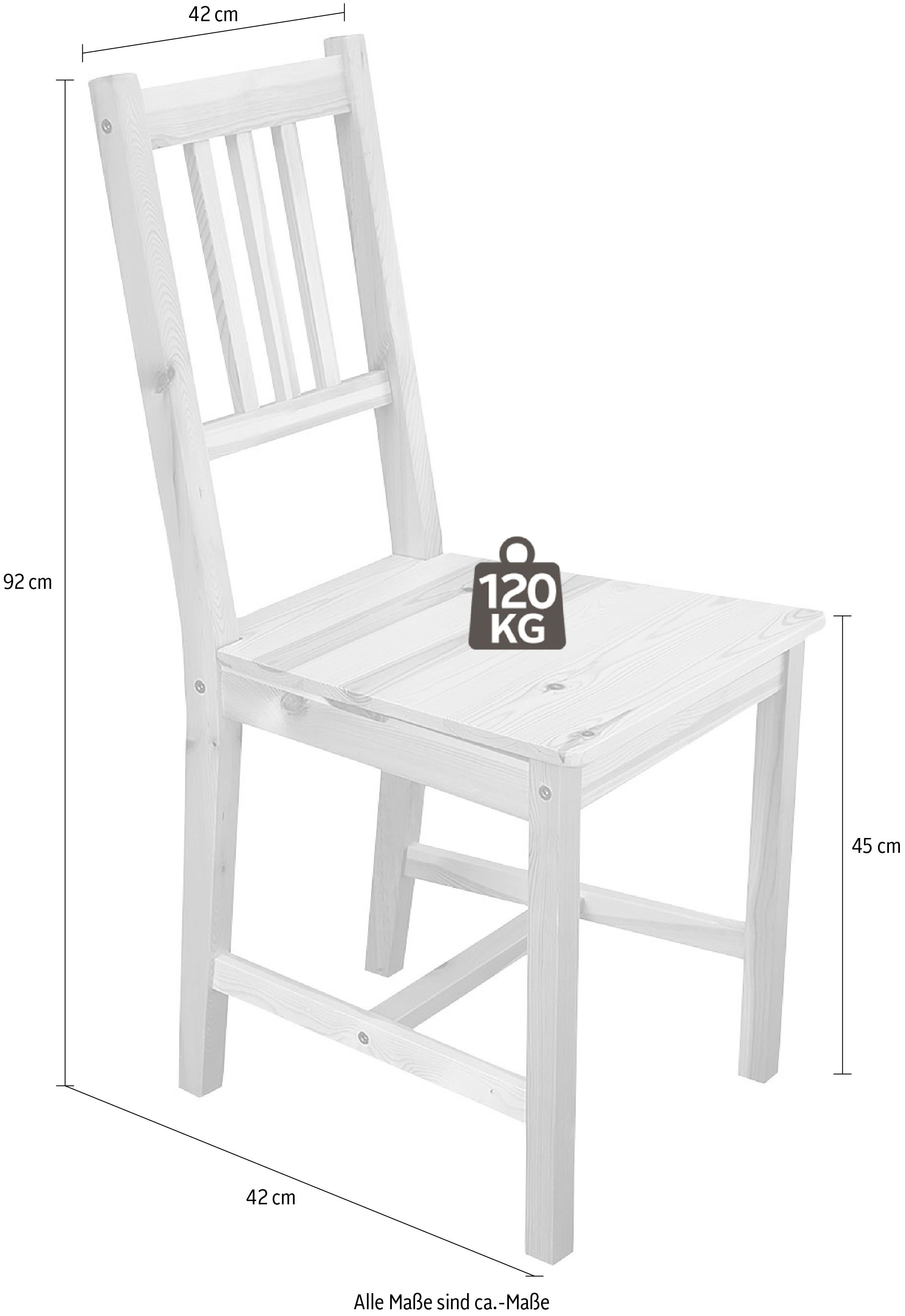 Möbilia 4-Fußstuhl (Set) 2 Stk.aus massivem Kiefernholz