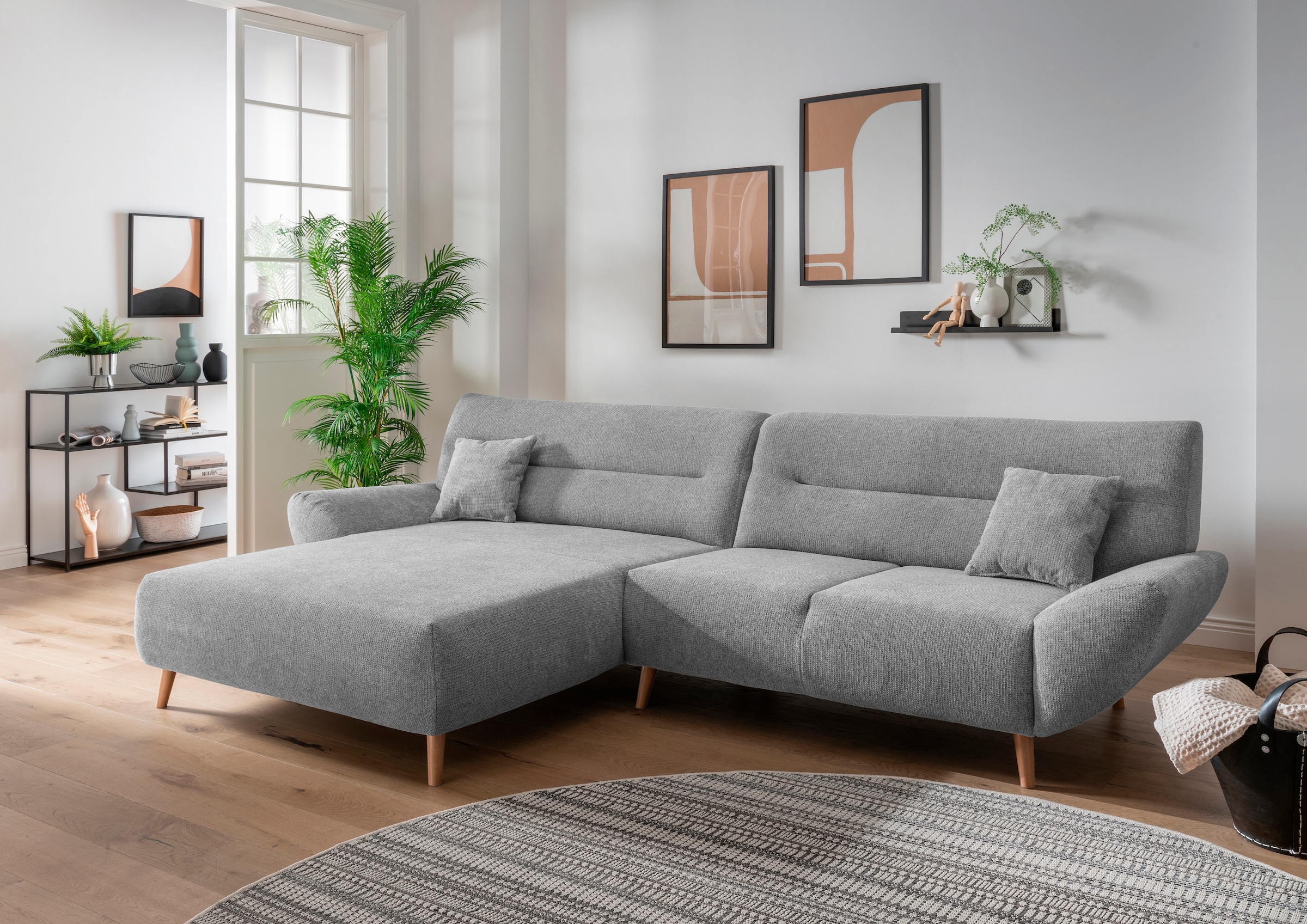 INOSIGN Ecksofa »Drago, elegant und zeitlos, komfortabel, Holzfuß, L-Form«, günstig online kaufen
