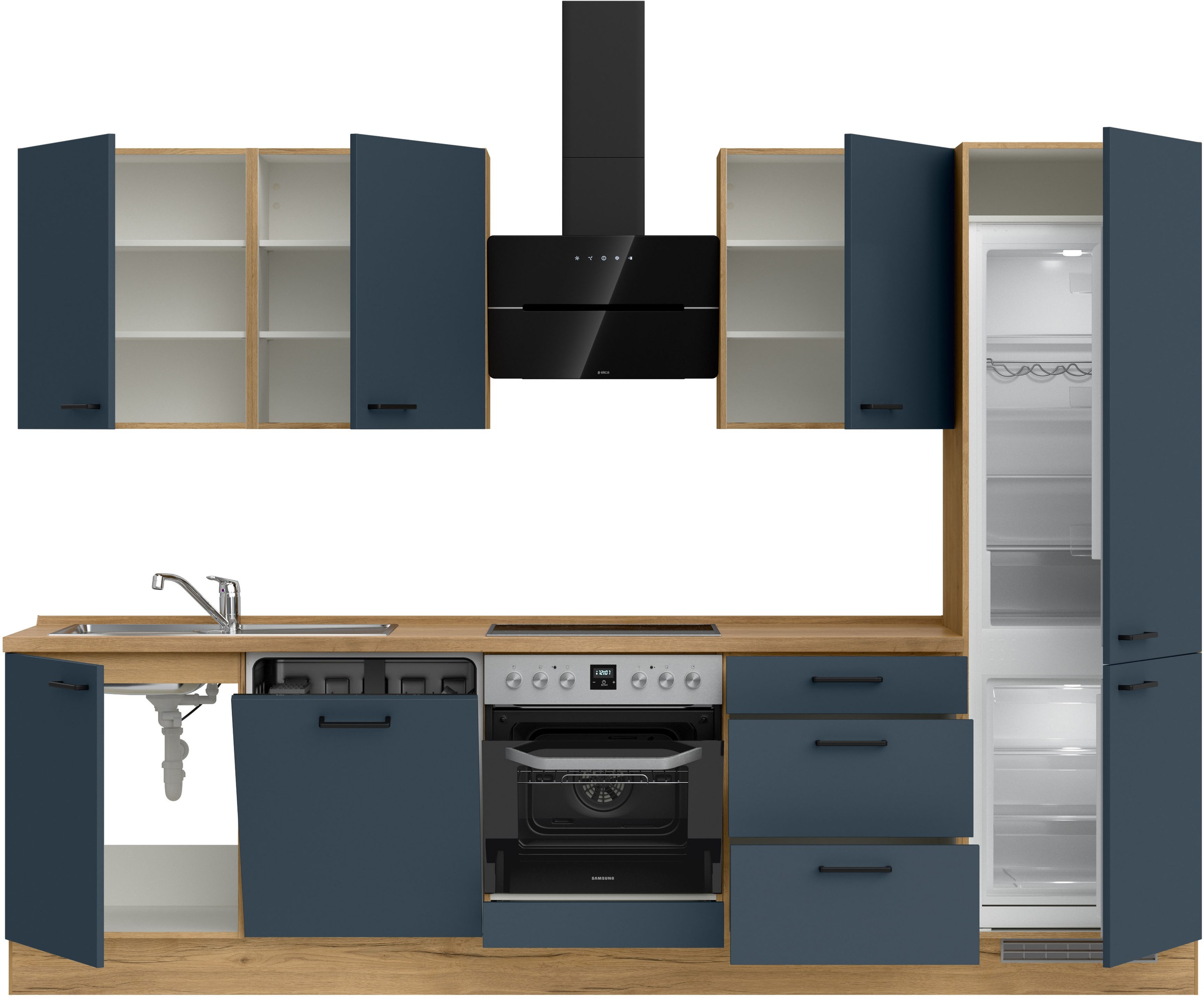 nobilia® Küchenzeile »"Easytouch II"«, vormontiert, Ausrichtung wählbar, Breite 300 cm, wahlw. mit E-Geräten