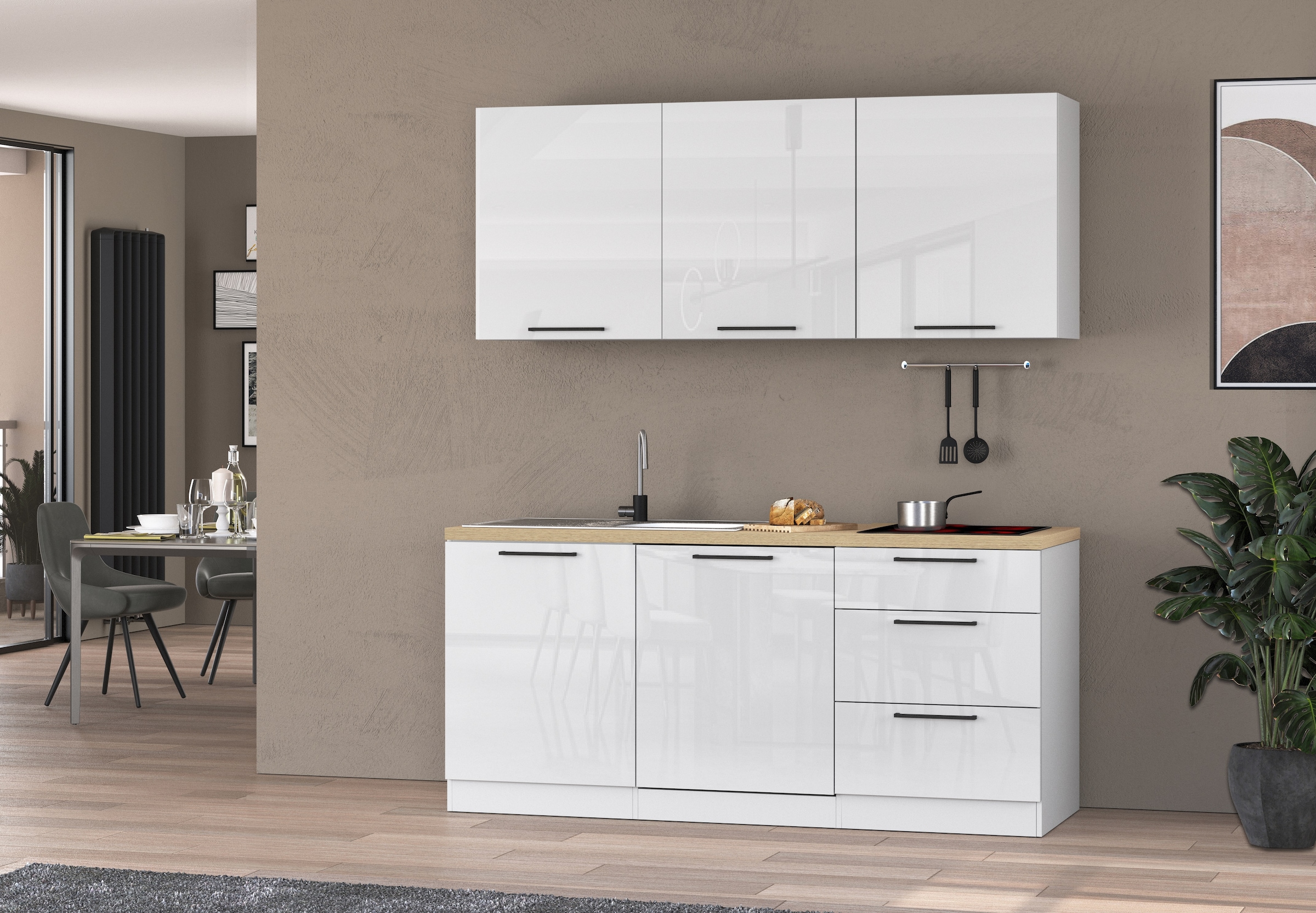 KOCHSTATION Hängeschrank »Luna, Oberschrank,  Küchenhängeschrank, Made in Italy« B/T/H: 60×35×71 cm, zusätzlicher Stauraum über der Arbeitsfläche